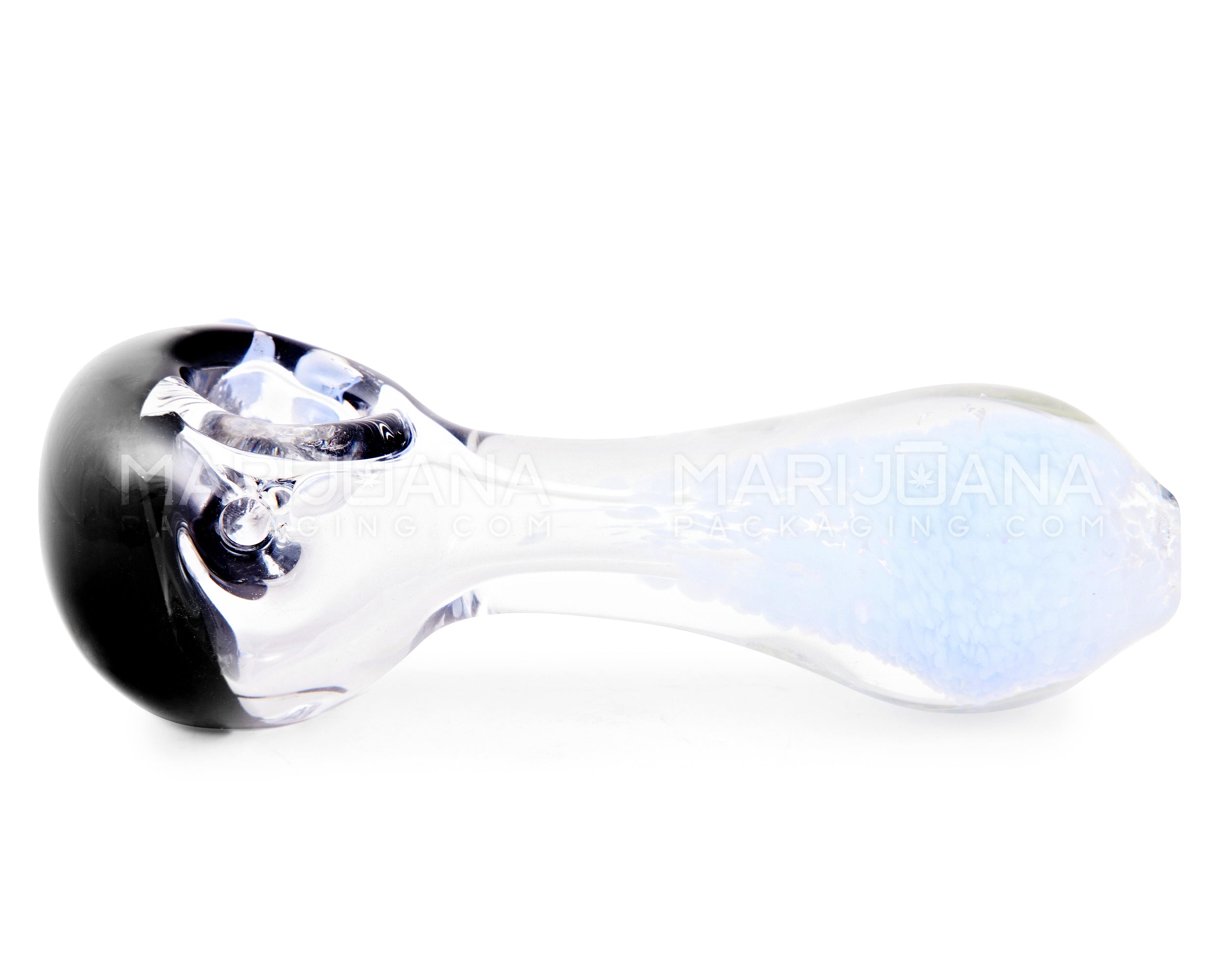 Frit Spoon Hand Pipe w/ Painted Head & Triple Knockers | 4.5in Long - Glass - Assorted - 5