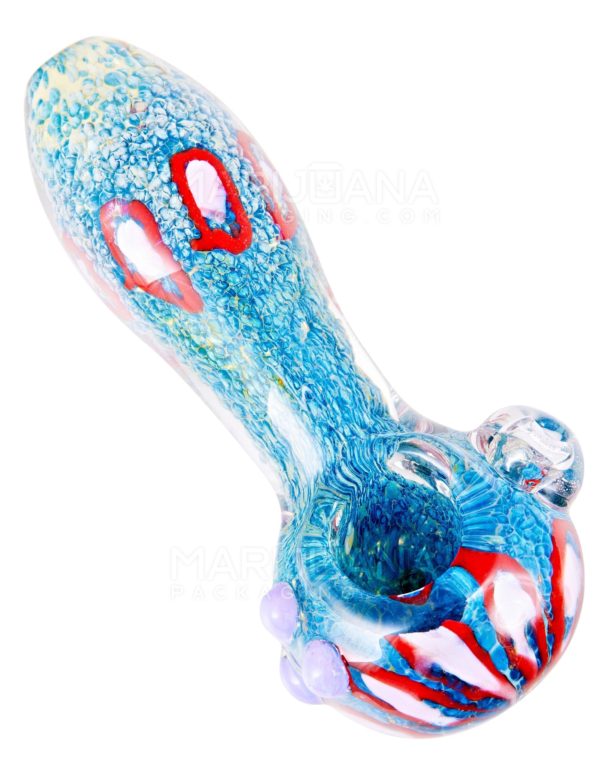 Frit & Swirl Design Spoon Hand Pipe w/ Triple Knockers | 4.5in Long - Glass - Assorted - 6