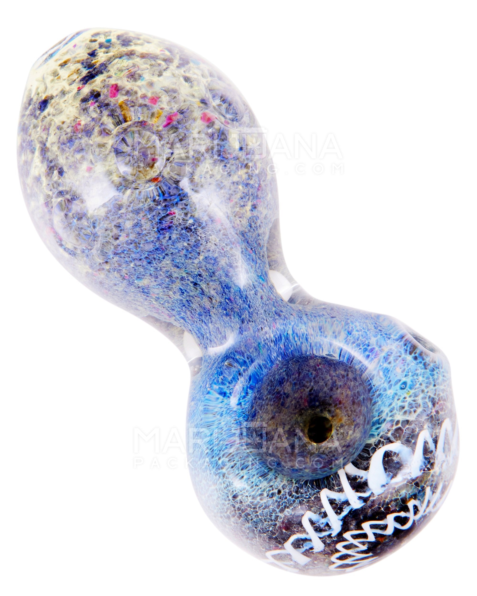 Frit & Swirl Bulged Spoon Hand Pipe | 3in Long - Glass - Assorted - 1