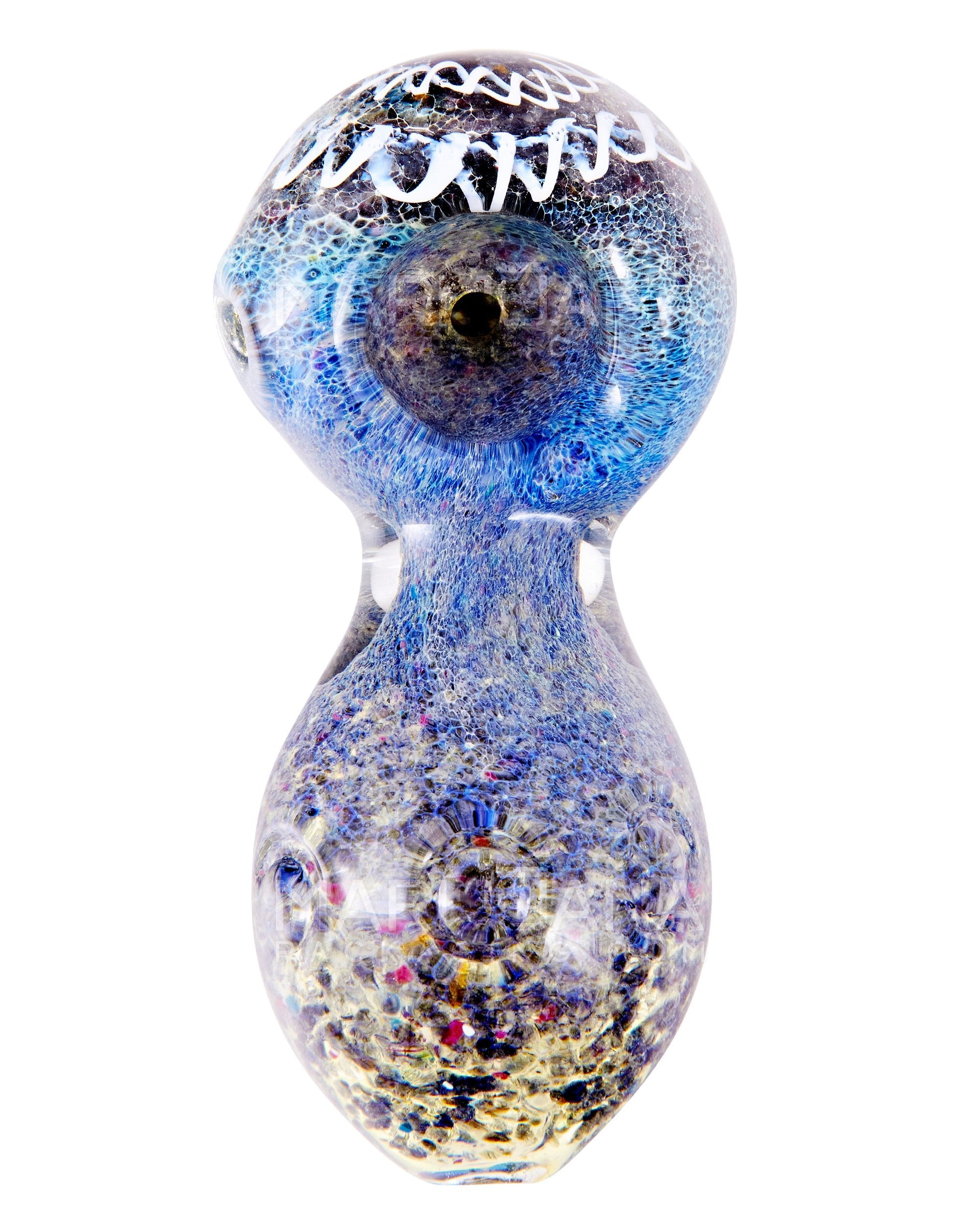 Frit & Swirl Bulged Spoon Hand Pipe | 3in Long - Glass - Assorted - 2