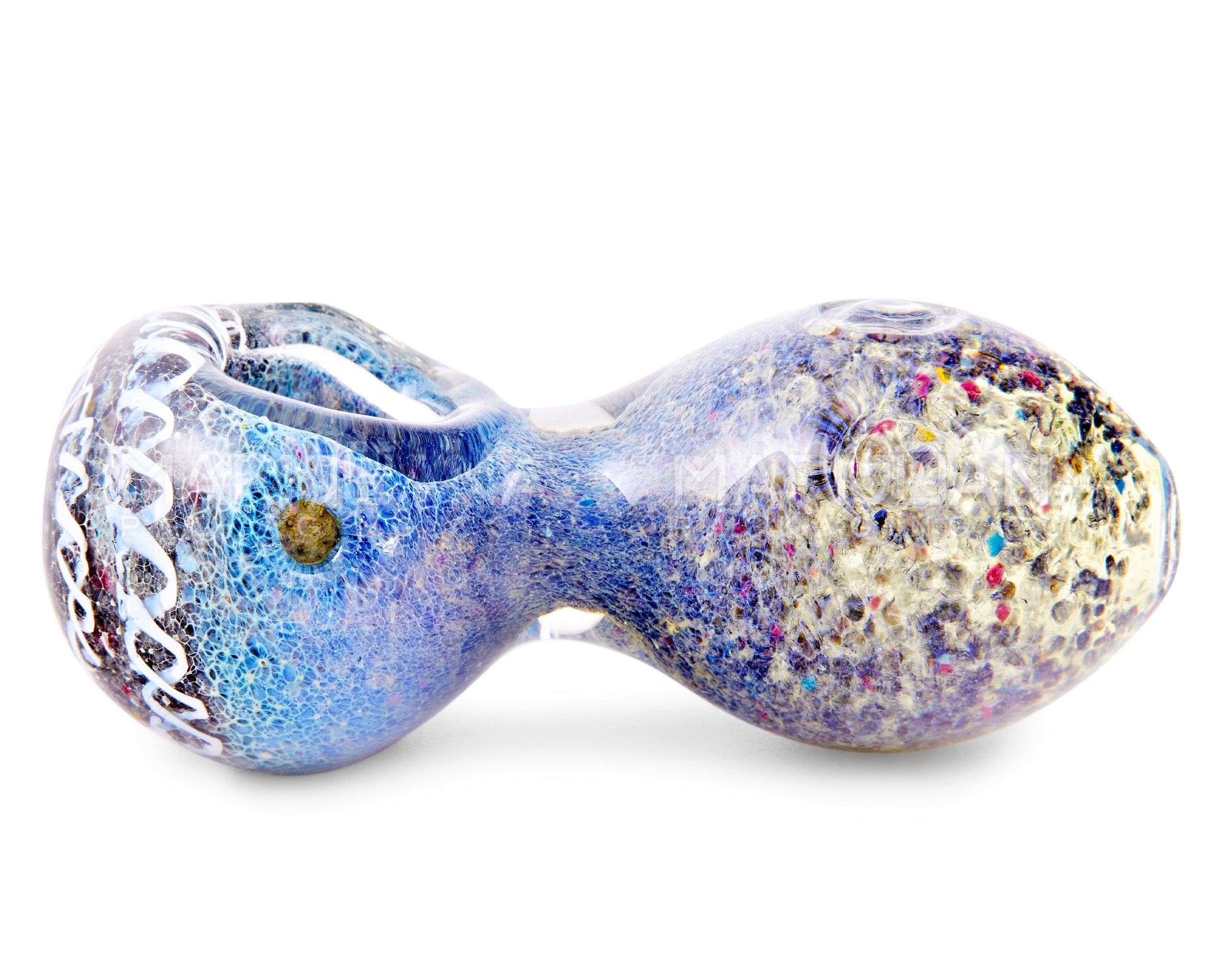 Frit & Swirl Bulged Spoon Hand Pipe | 3in Long - Glass - Assorted - 5