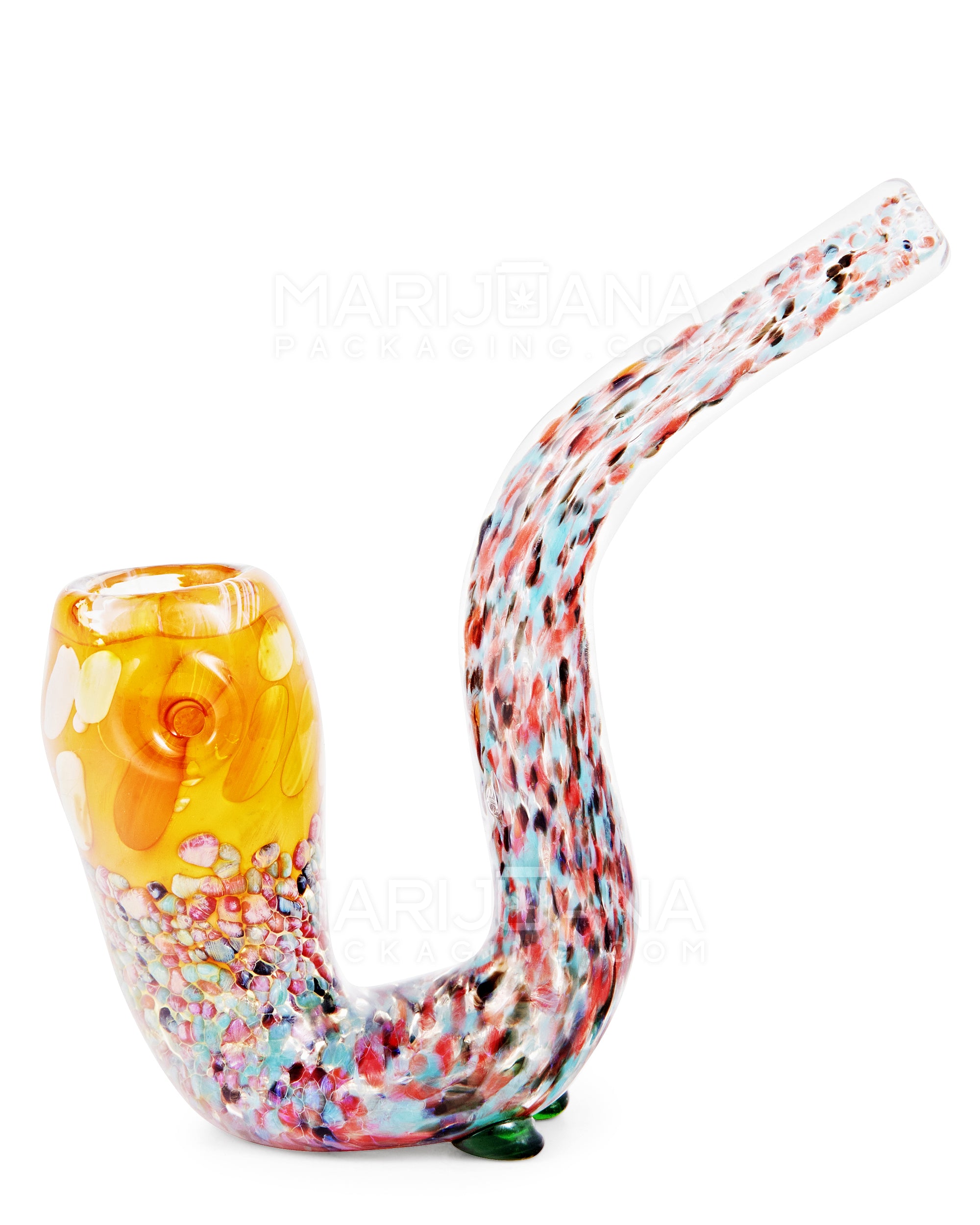 Frit & Bubble Trap Sherlock Hand Pipe | 5in Long - Glass - Assorted - 3