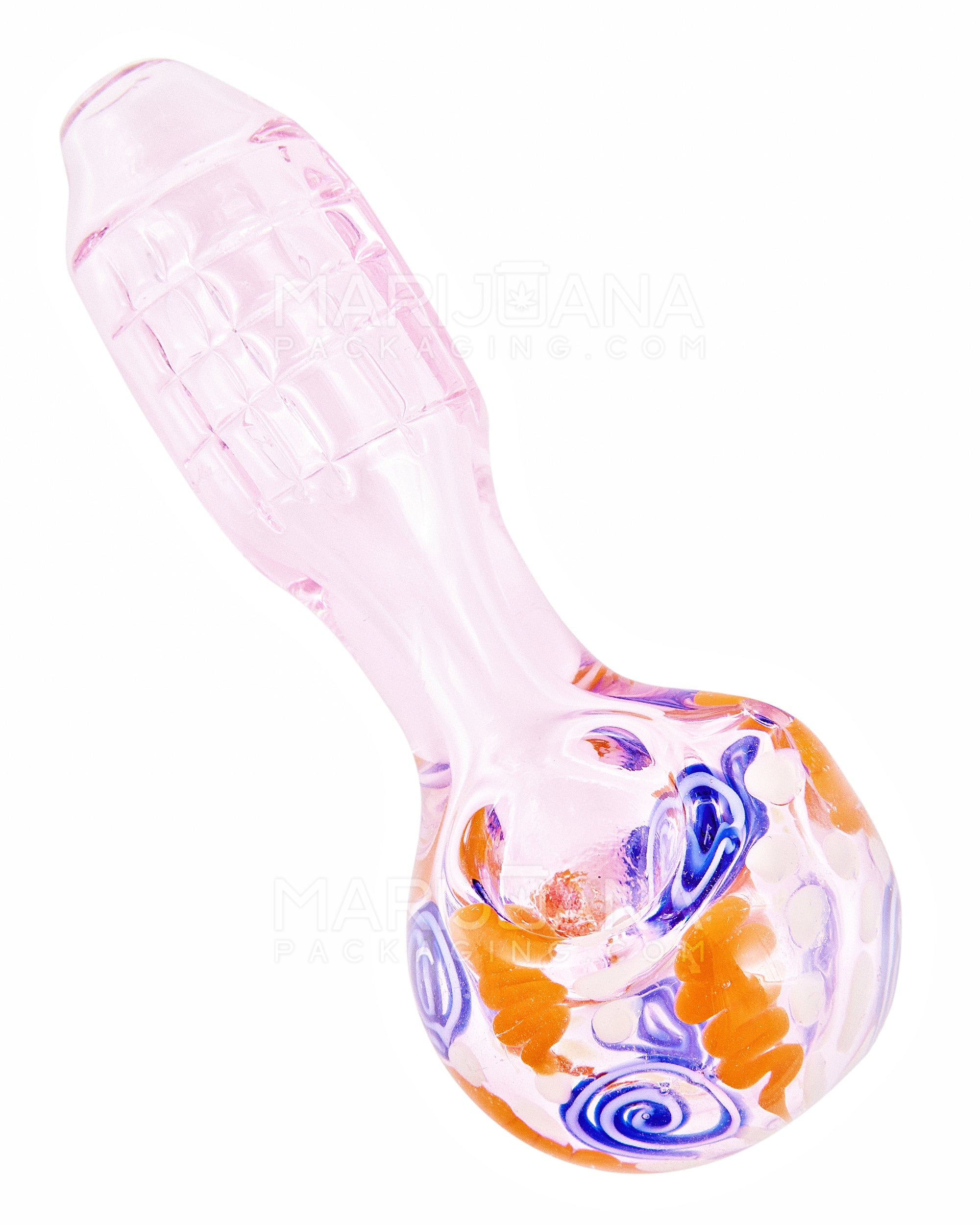 Swirl & Speckled Waffle Spoon Hand Pipe | 4.5in Long - Glass - Assorted - 6