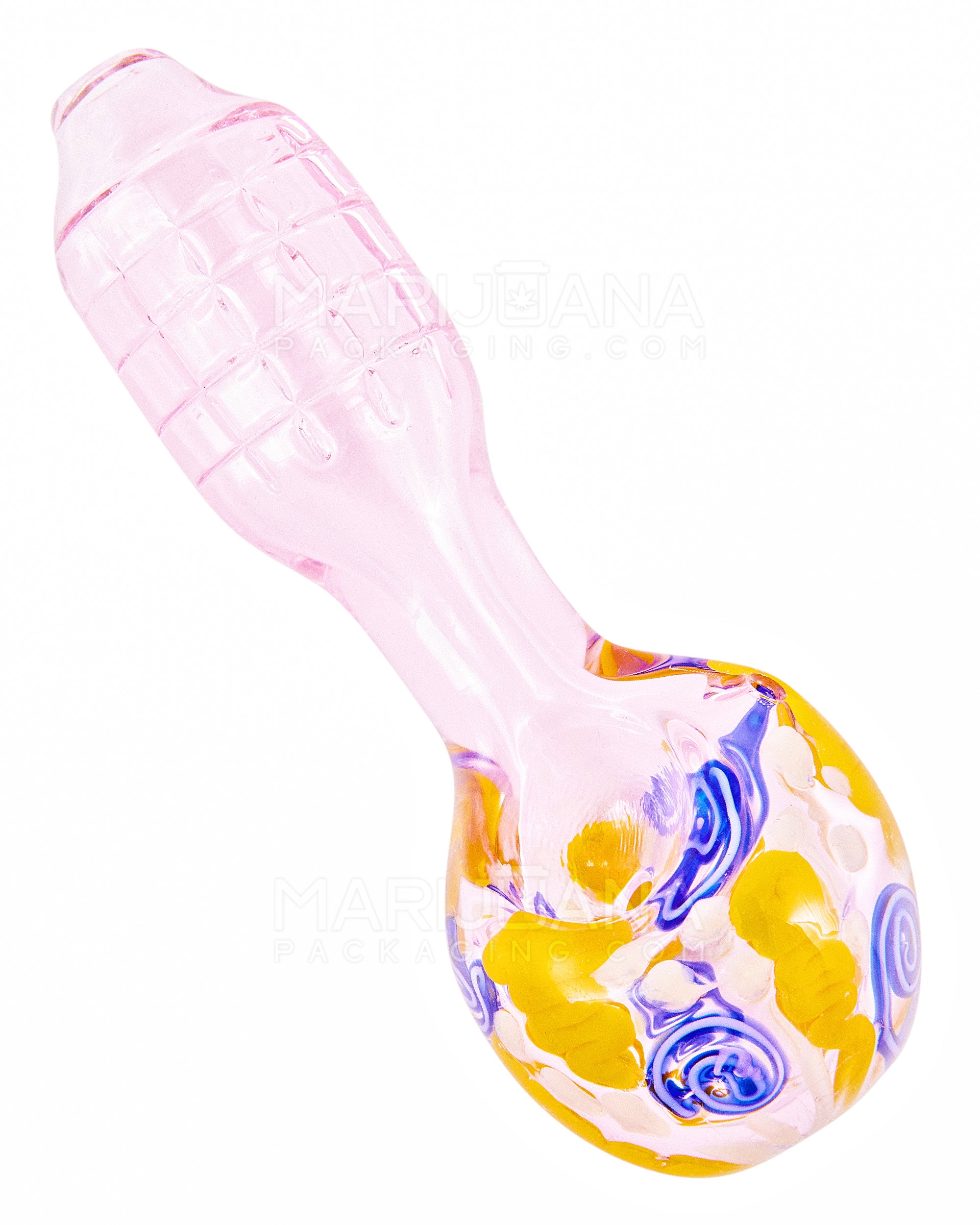Swirl & Speckled Waffle Spoon Hand Pipe | 4.5in Long - Glass - Assorted - 1