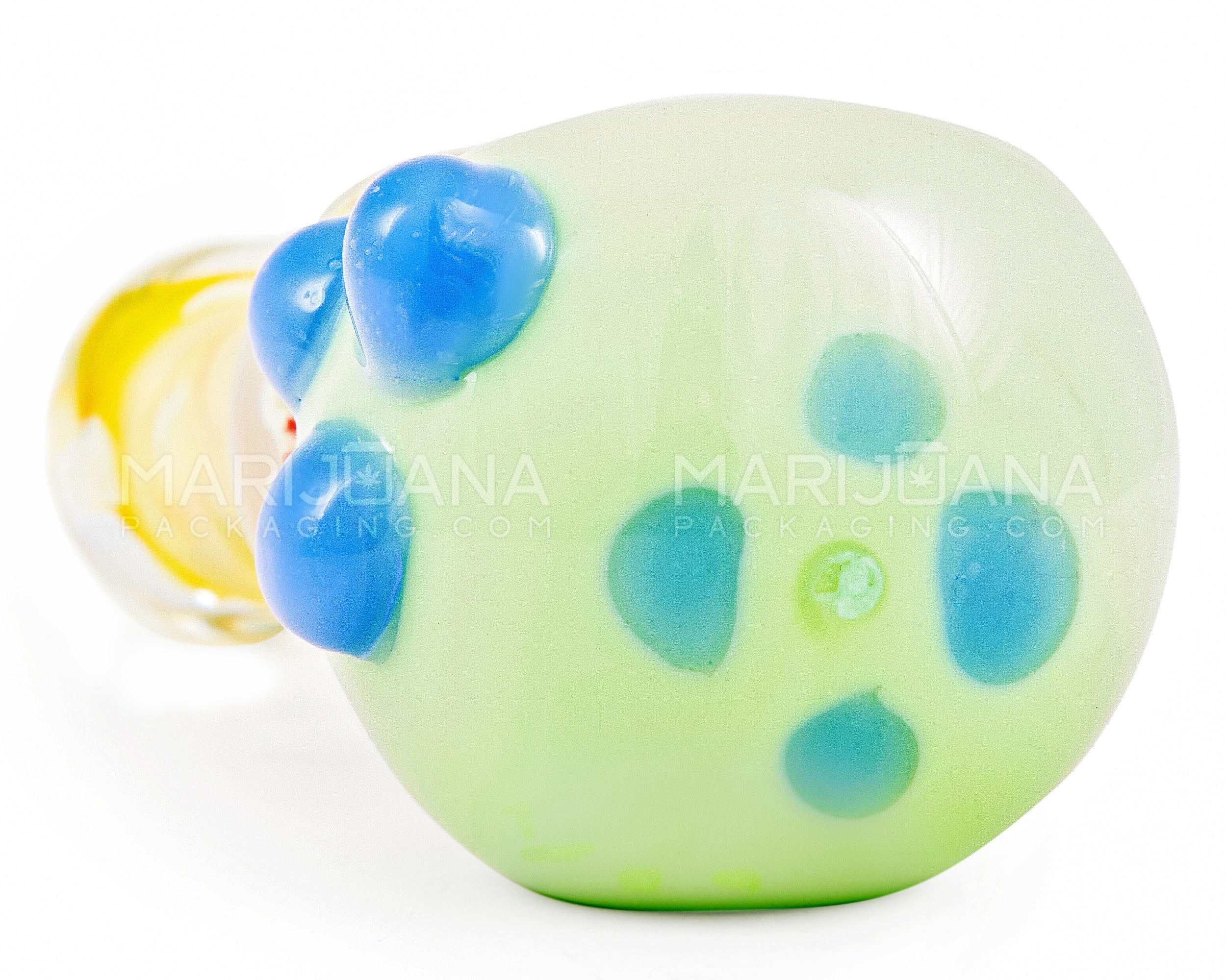 Ribboned & Fumed Color Bowl Spoon Hand Pipe w/ Triple Knockers | 5in Long - Glass - Assorted - 4