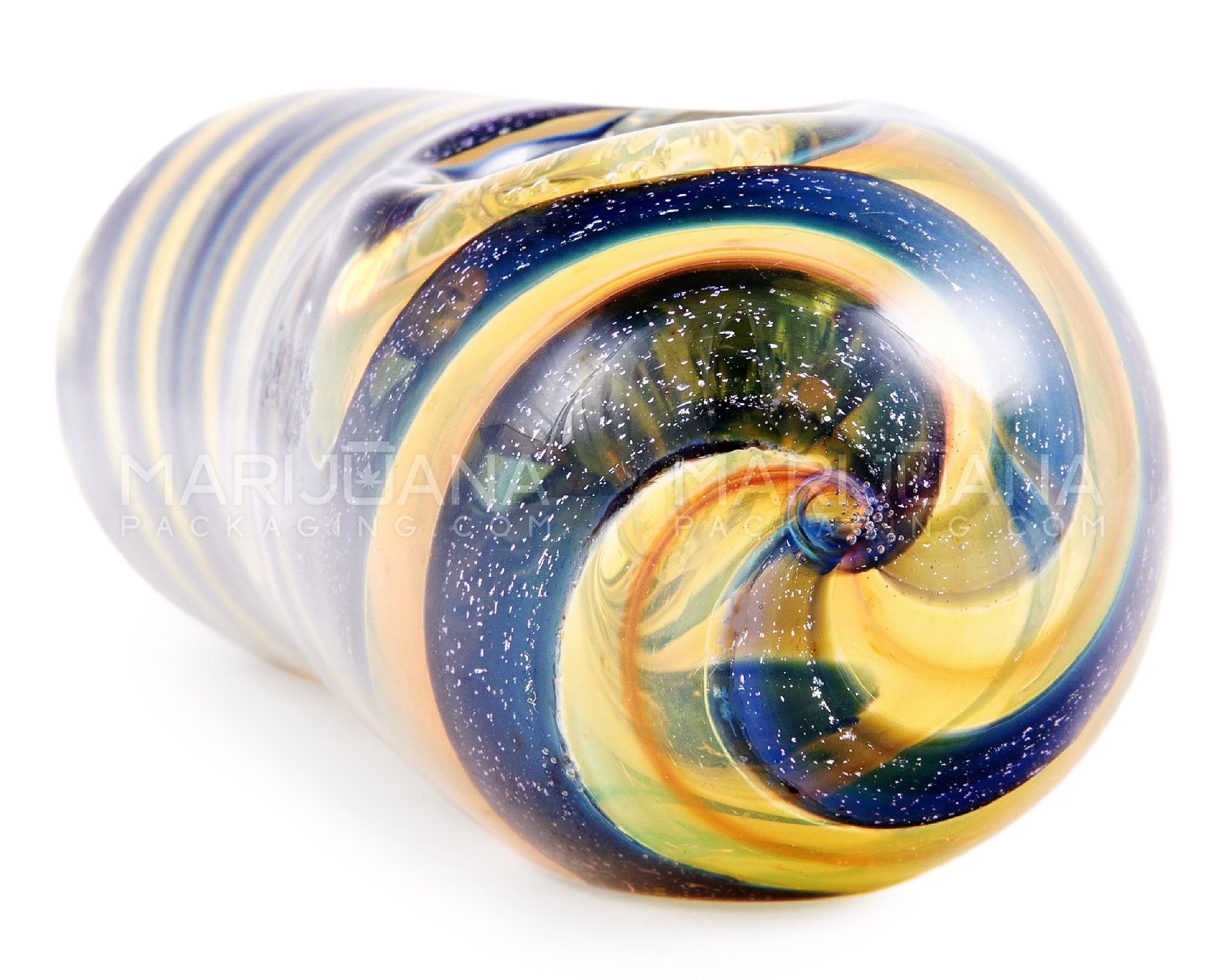 Dichro & Fumed Spoon Hand Pipe | 4.25in Long - Glass - Gold - 4