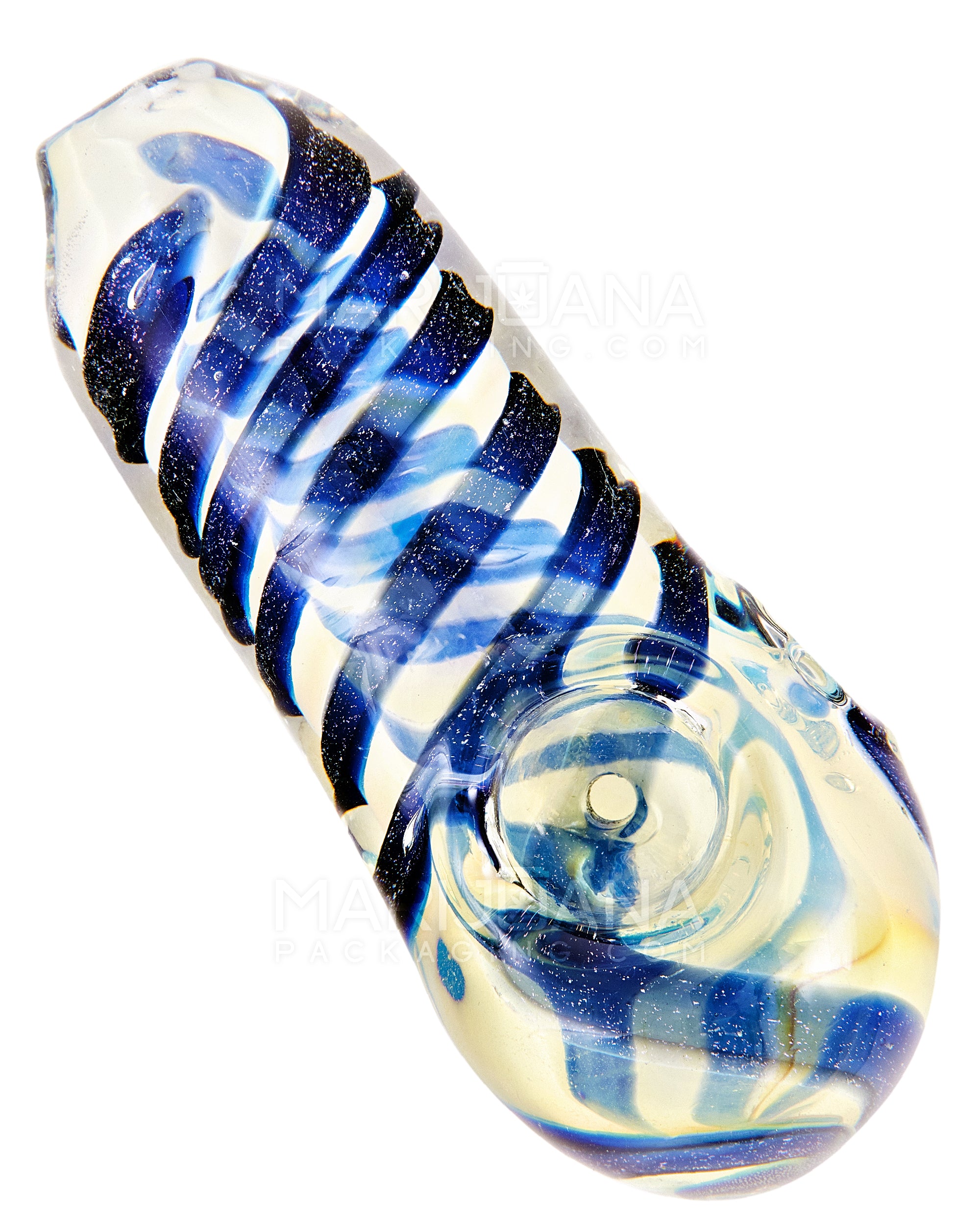 Dichro & Fumed Spoon Hand Pipe | 4.25in Long - Glass - Gold - 6