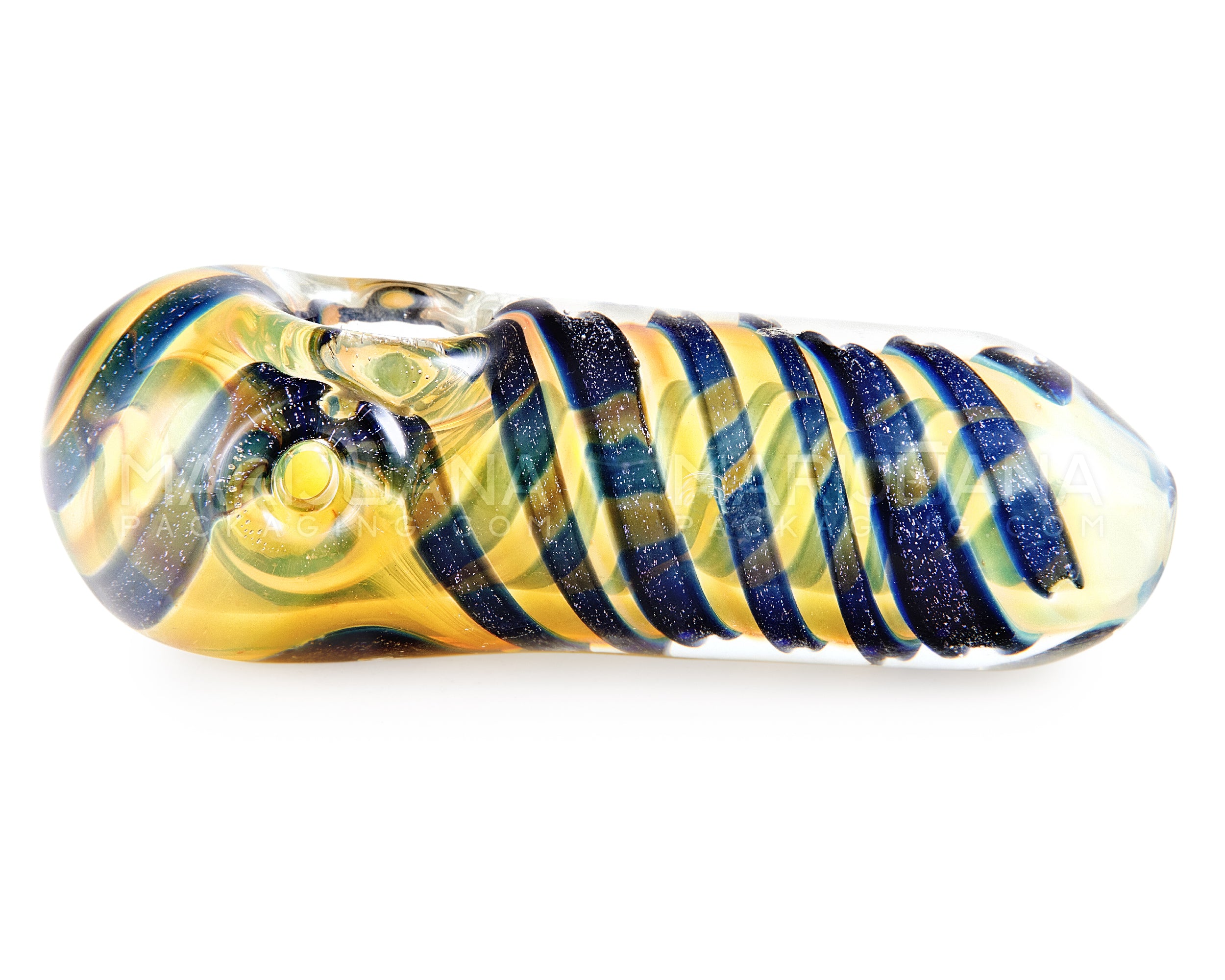 Dichro & Fumed Spoon Hand Pipe | 4.25in Long - Glass - Gold - 5