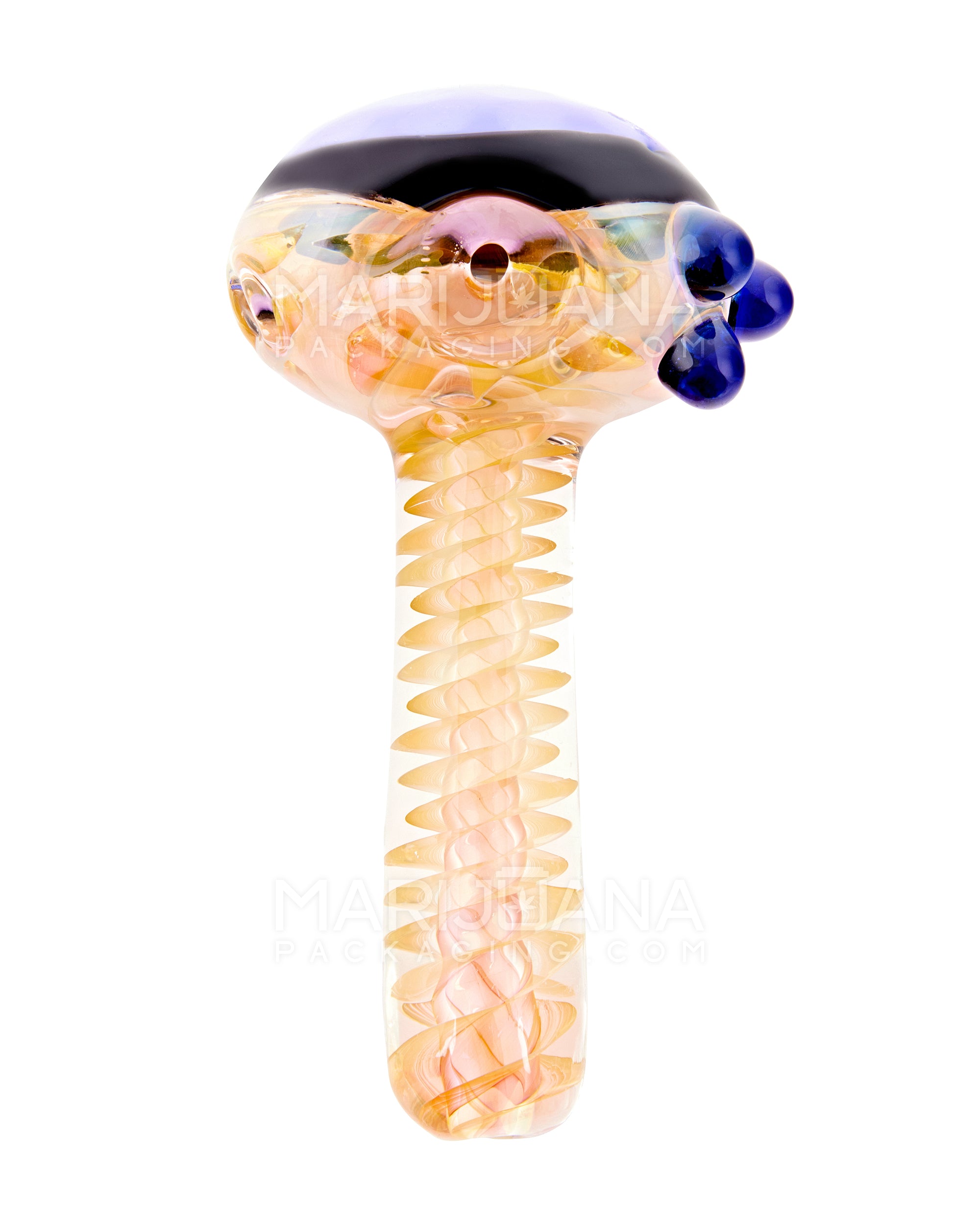 Spiral & Fumed Spoon Galaxy Hand Pipe | 4.5in Long - Glass - Green