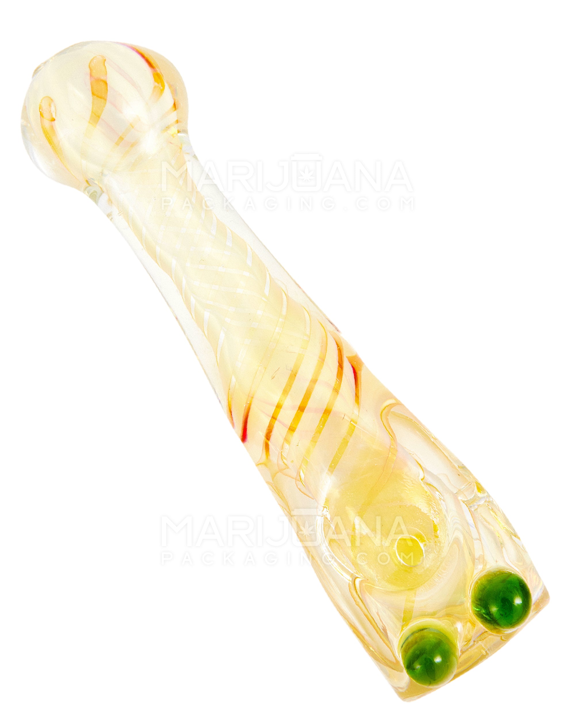 Spiral & Fumed Baseball Bat Hand Pipe w/ Double Knockers | 4.5in Long - Glass - Assorted - 7