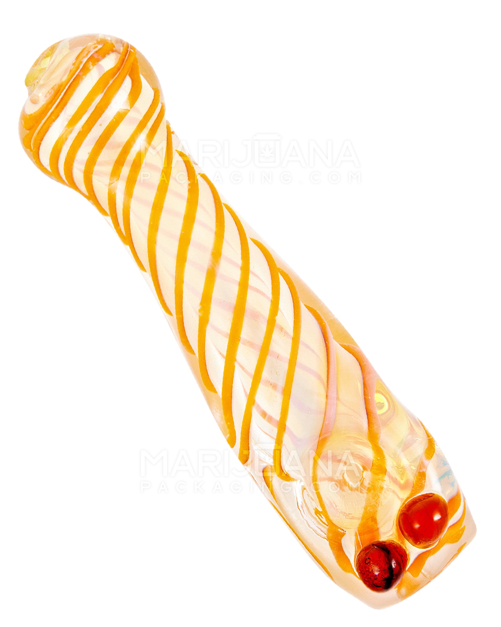 Spiral & Fumed Baseball Bat Hand Pipe w/ Double Knockers | 4.5in Long - Glass - Assorted - 8
