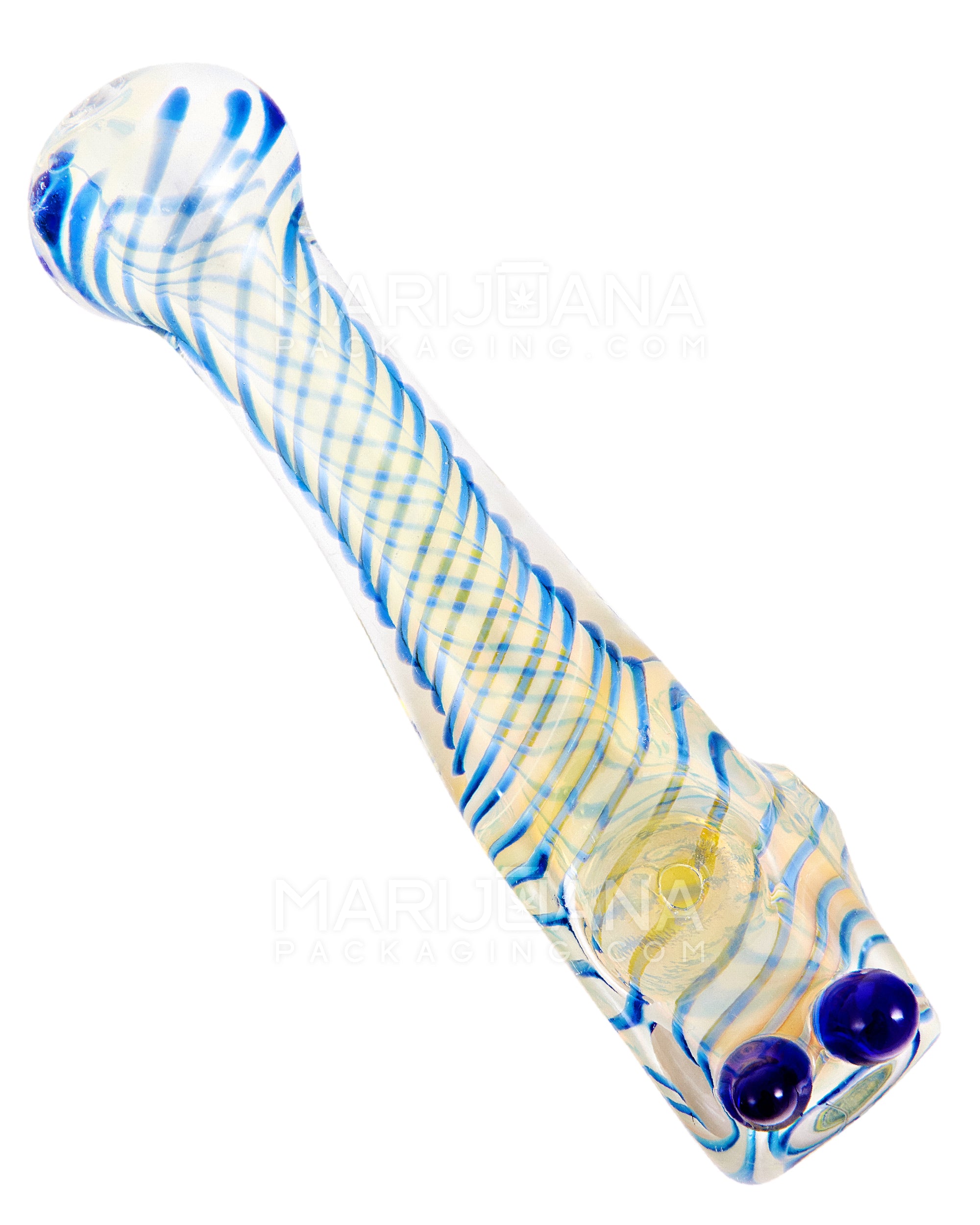 Spiral & Fumed Baseball Bat Hand Pipe w/ Double Knockers | 4.5in Long - Glass - Assorted - 6