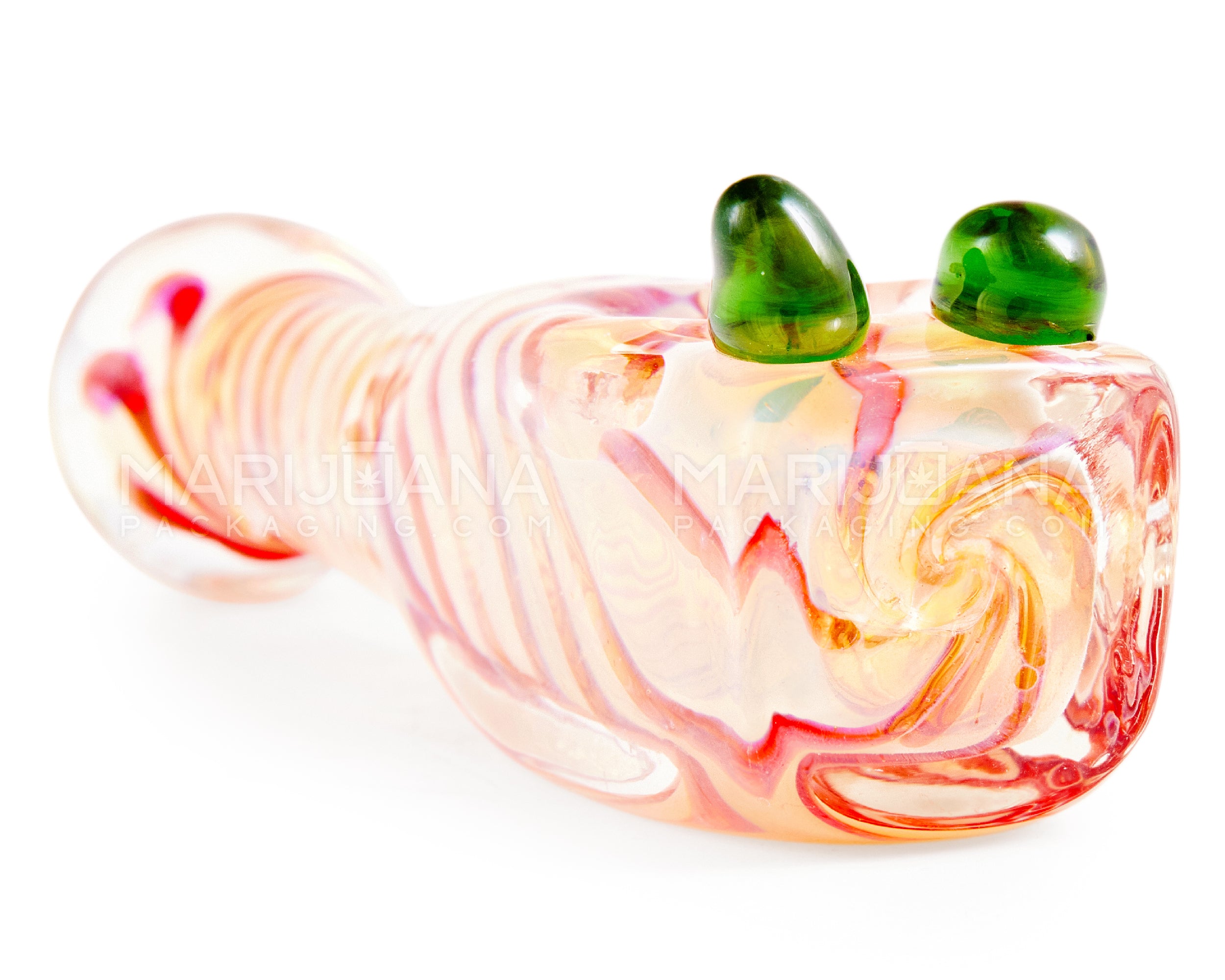 Spiral & Fumed Baseball Bat Hand Pipe w/ Double Knockers | 4.5in Long - Glass - Assorted - 4