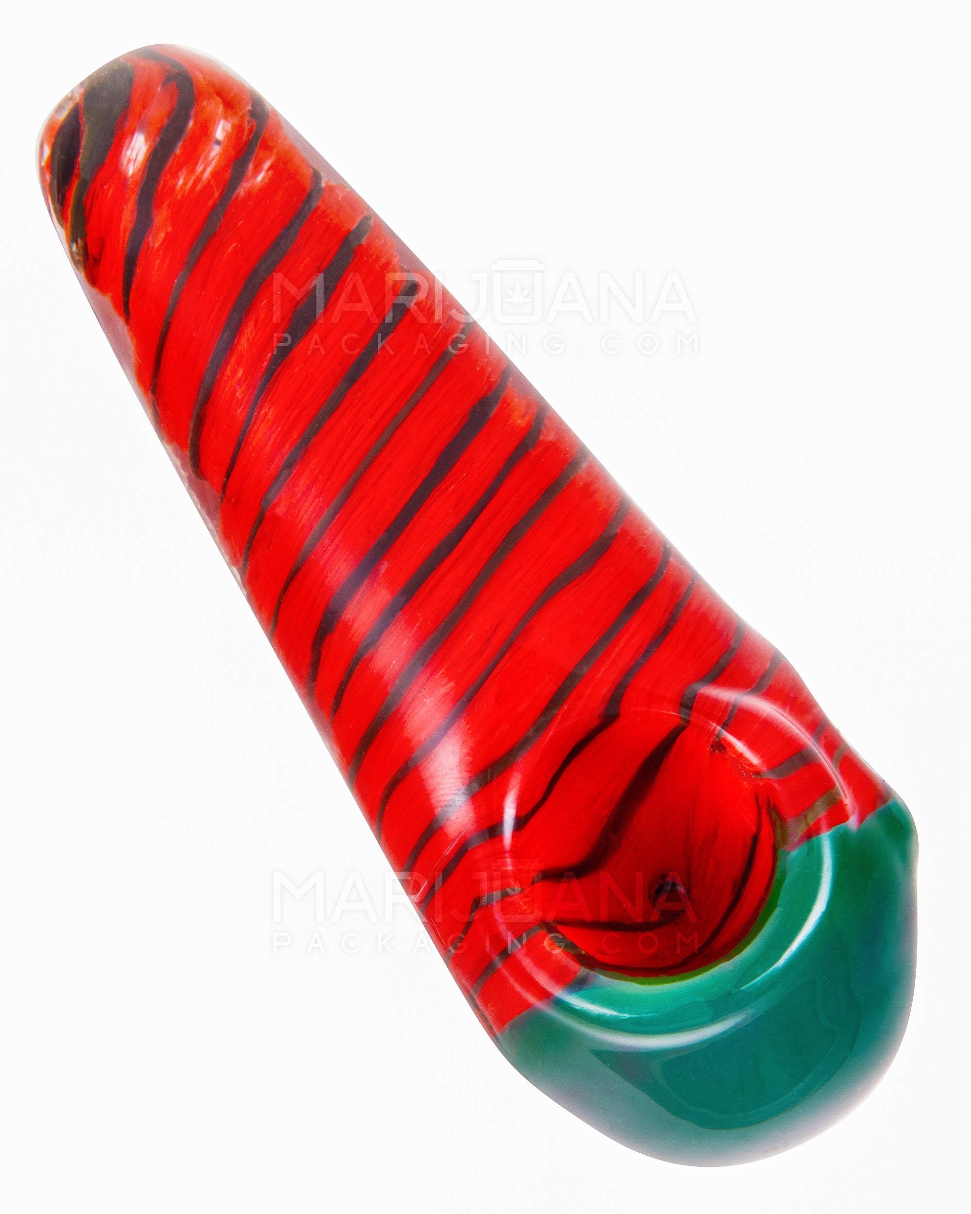 Spiral Steamroller Hand Pipe w/ Colored Bowl | 4in Long - Glass - Assorted - 6
