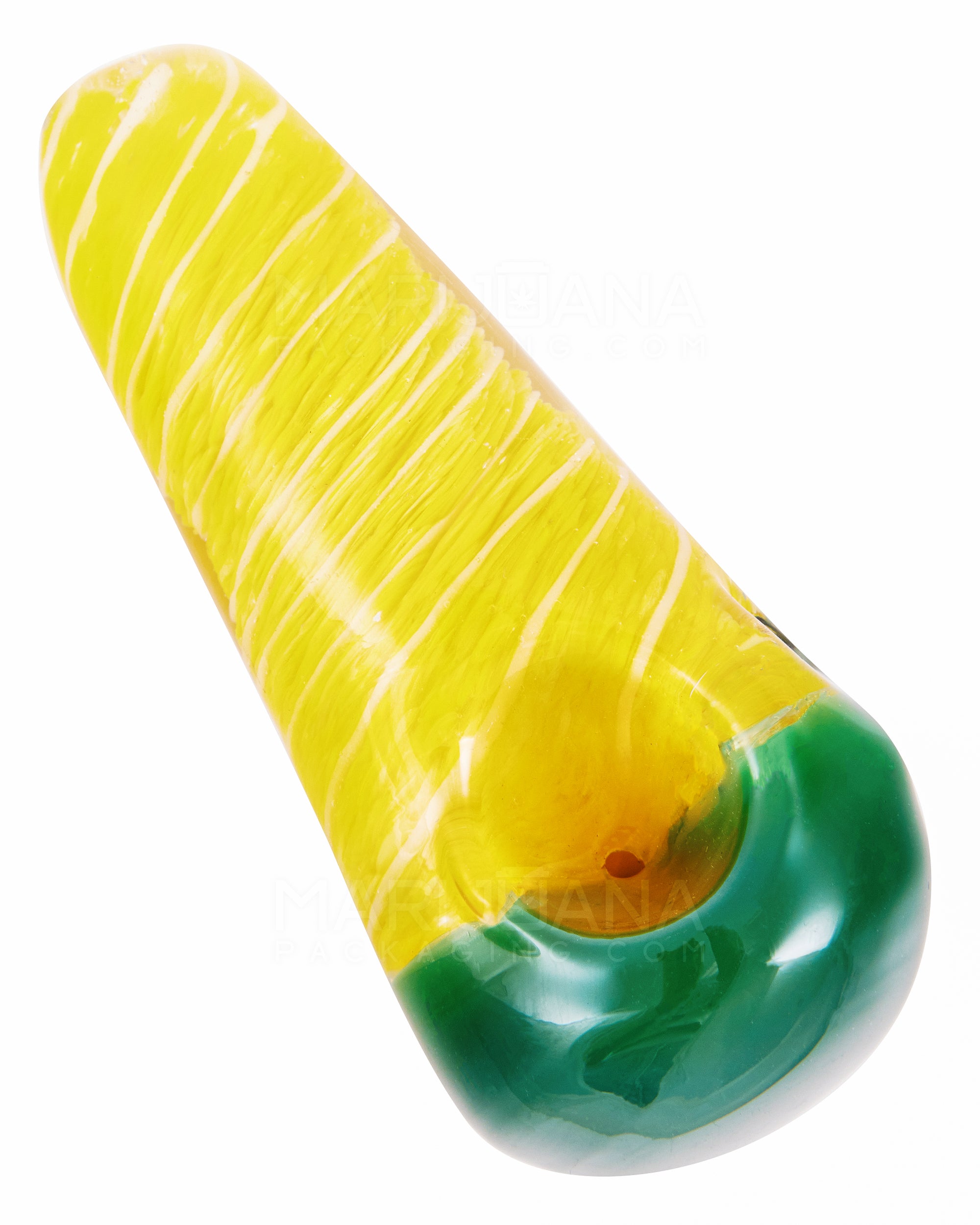 Spiral Steamroller Hand Pipe w/ Colored Bowl | 4in Long - Glass - Assorted - 5