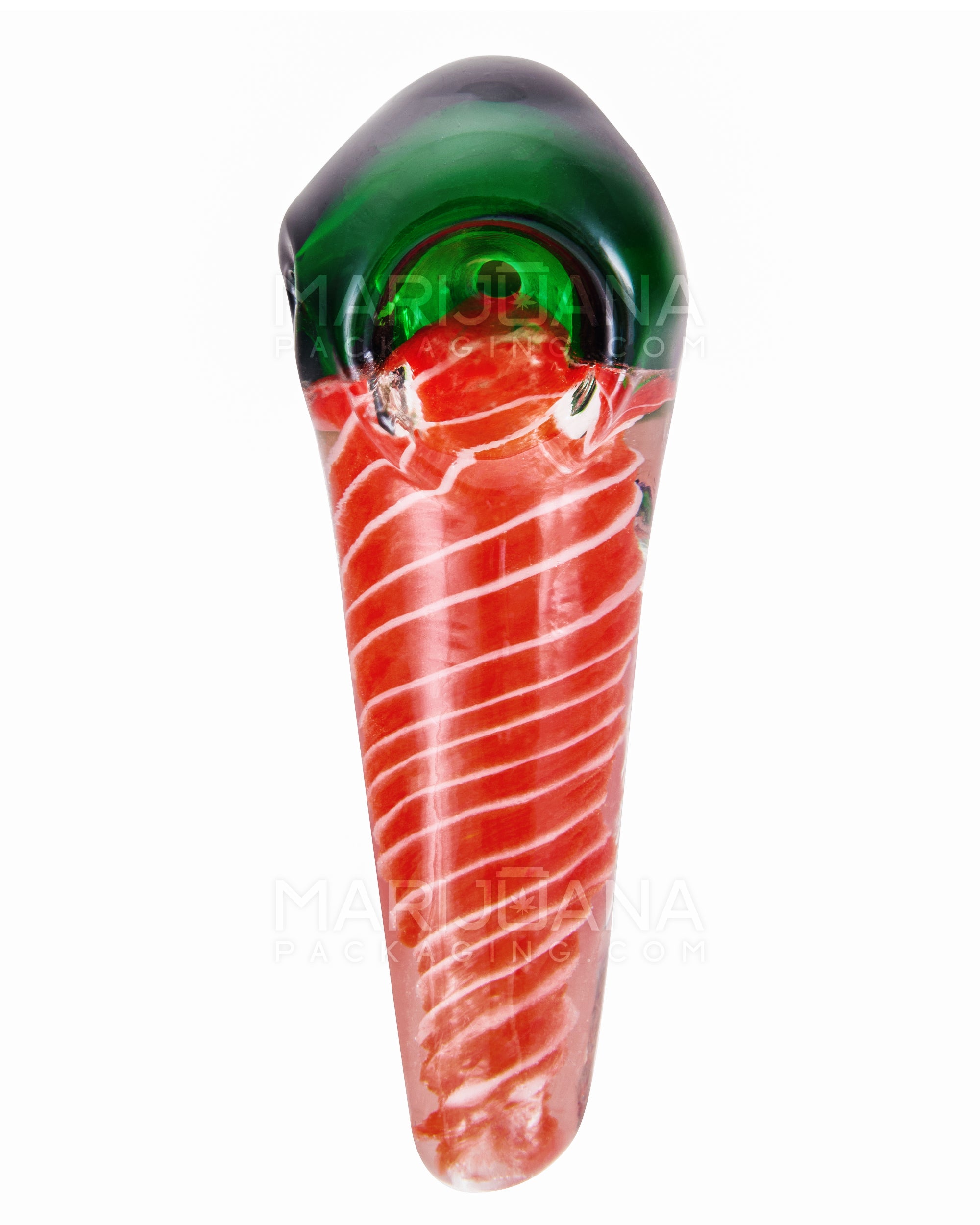 Spiral Steamroller Hand Pipe w/ Colored Bowl | 4in Long - Glass - Assorted - 2