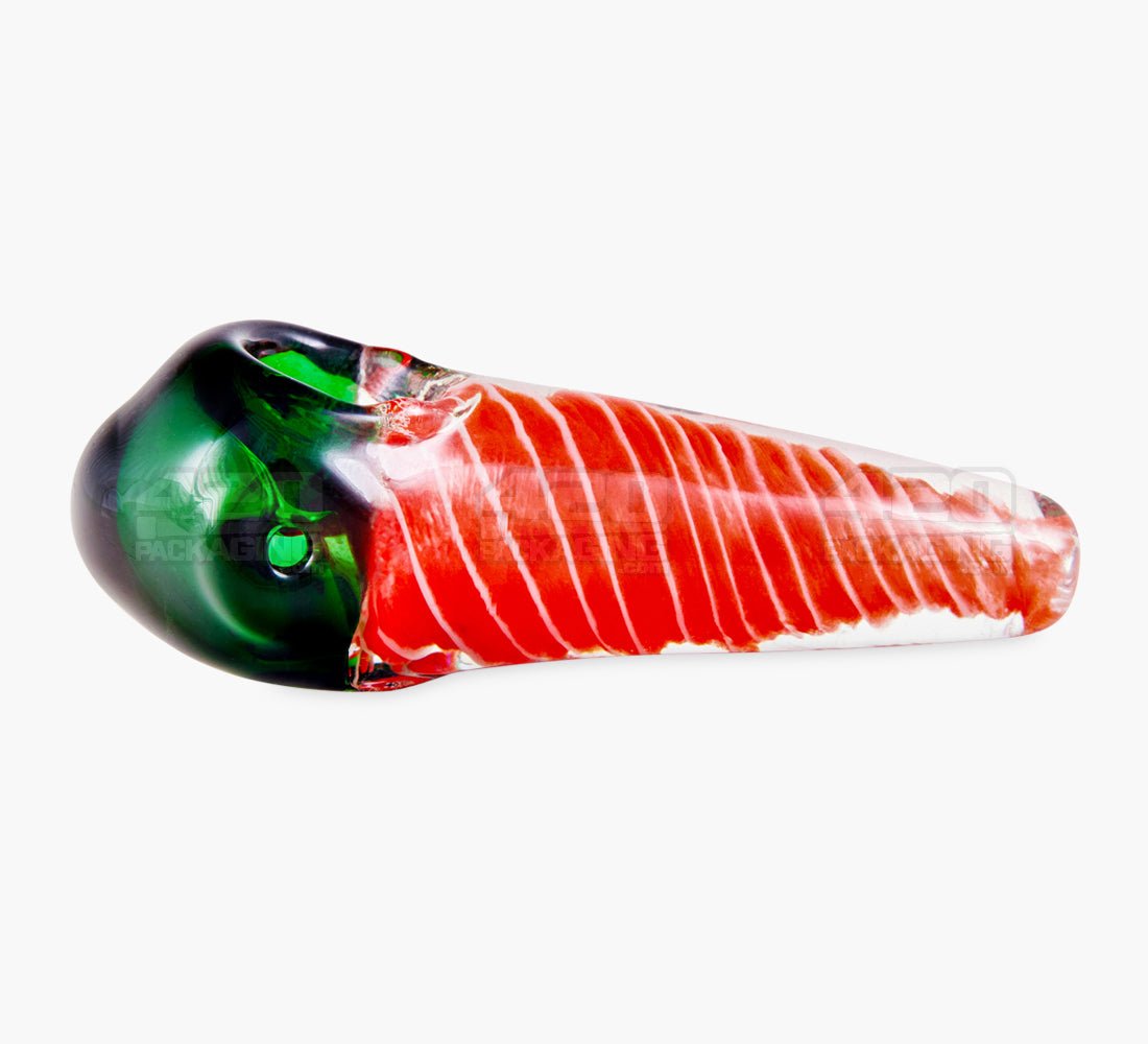 Spiral Steamroller Hand Pipe w/ Colored Bowl | 4in Long - Glass - Assorted - 2