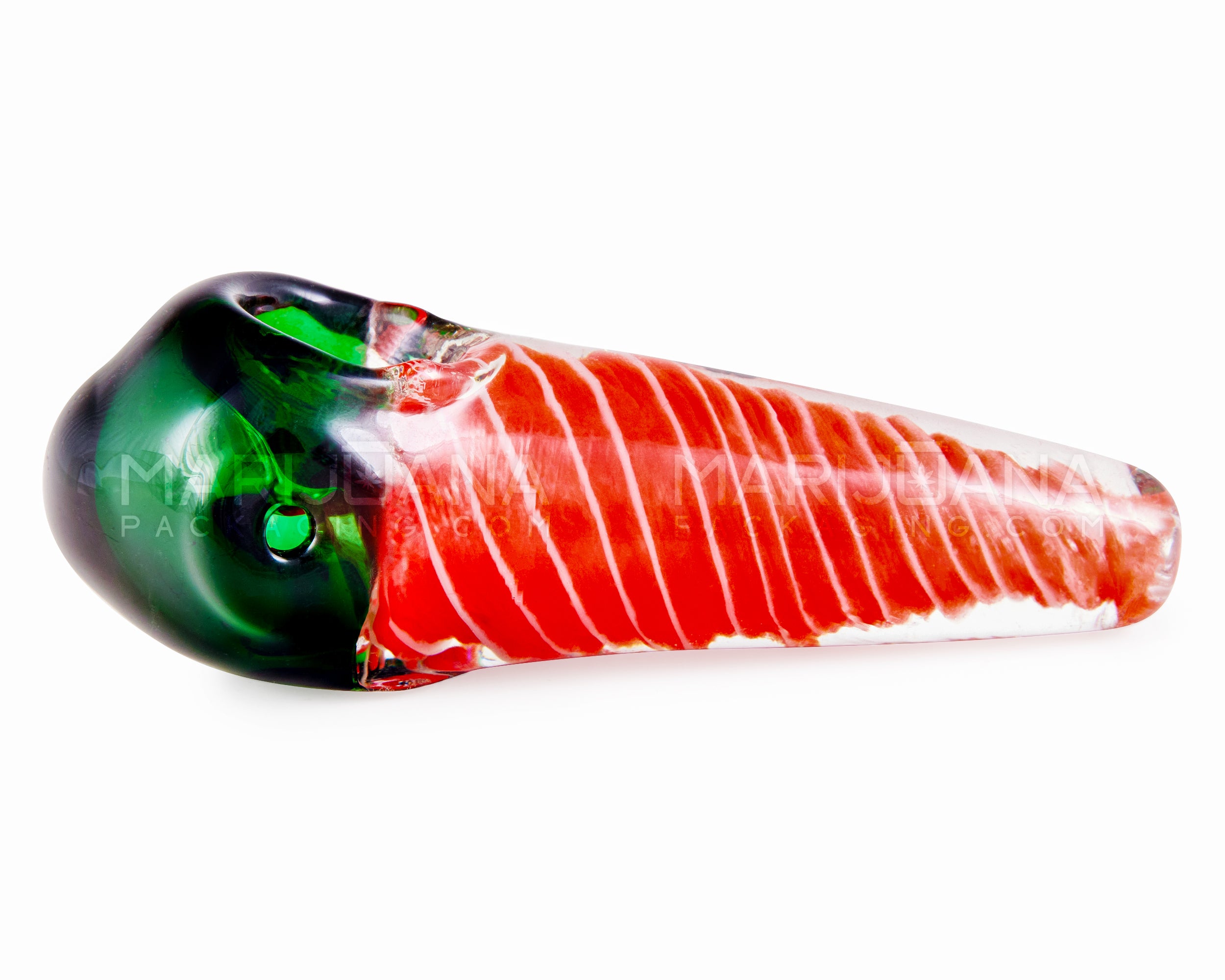 Spiral Steamroller Hand Pipe w/ Colored Bowl | 4in Long - Glass - Assorted - 4