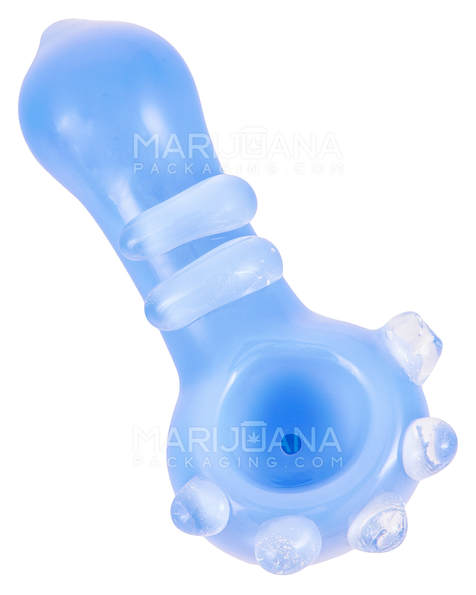 Ringed Spoon Hand Pipe w/ Multi Knockers | 3.75in Long - Glass - Assorted - 1
