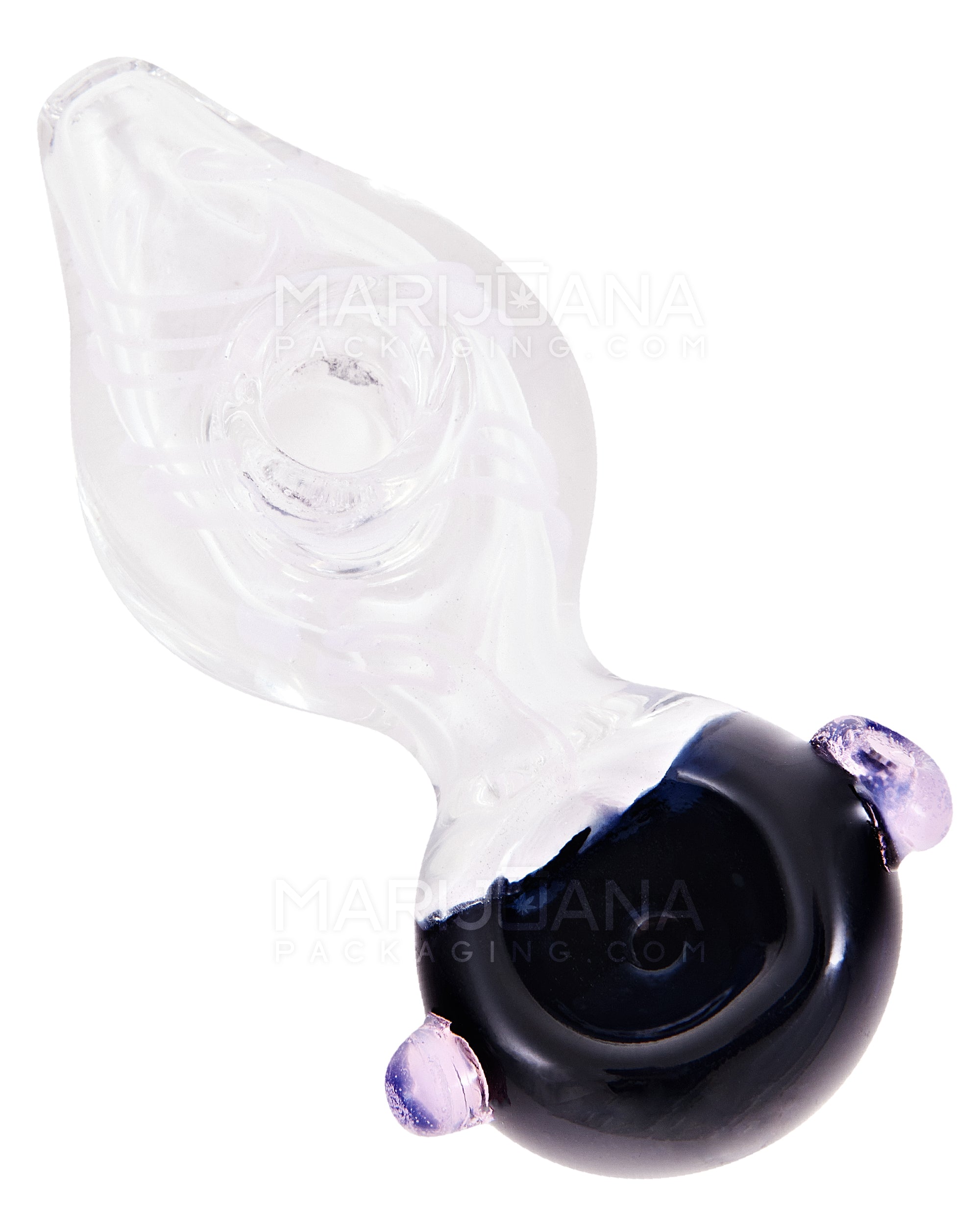 Donut Mouth Spiral Spoon Hand Pipe w/ Colored Bowl & Knocker | 3.25in Long - Glass - Assorted - 1