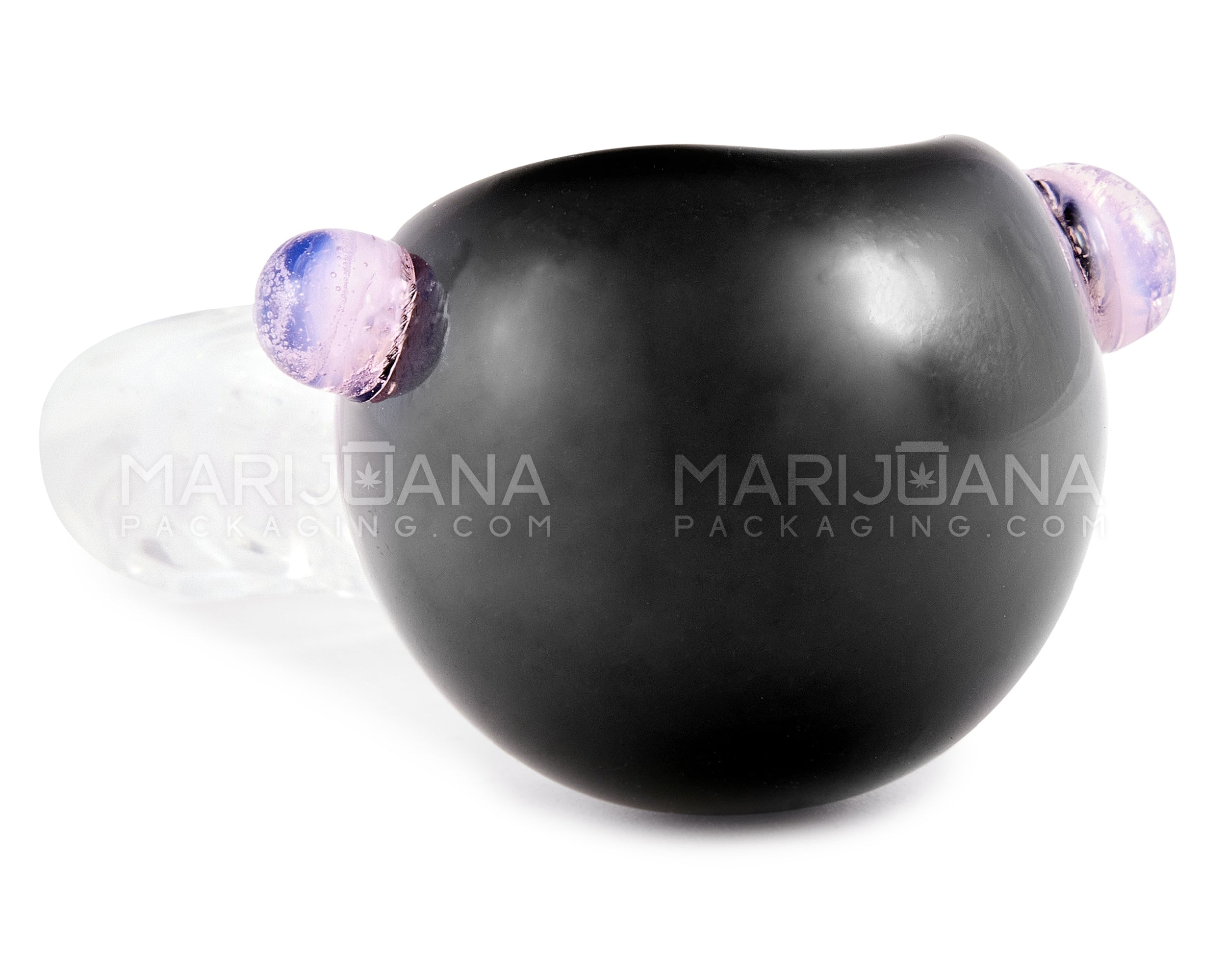 Donut Mouth Spiral Spoon Hand Pipe w/ Colored Bowl & Knocker | 3.25in Long - Glass - Assorted - 4