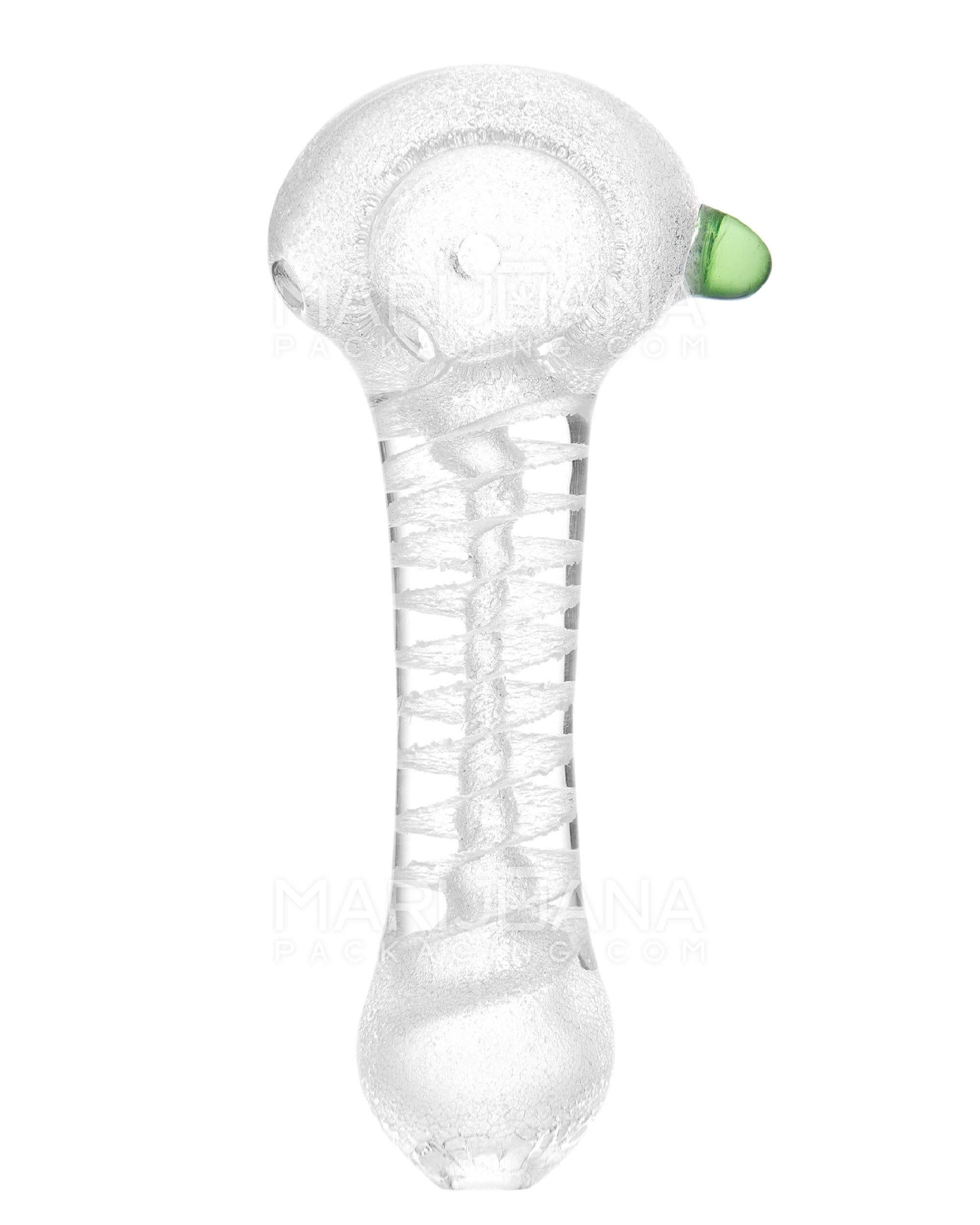 Glow-in-the-Dark | Spiral Spoon Hand Pipe | 4in Long - Glass - White - 2