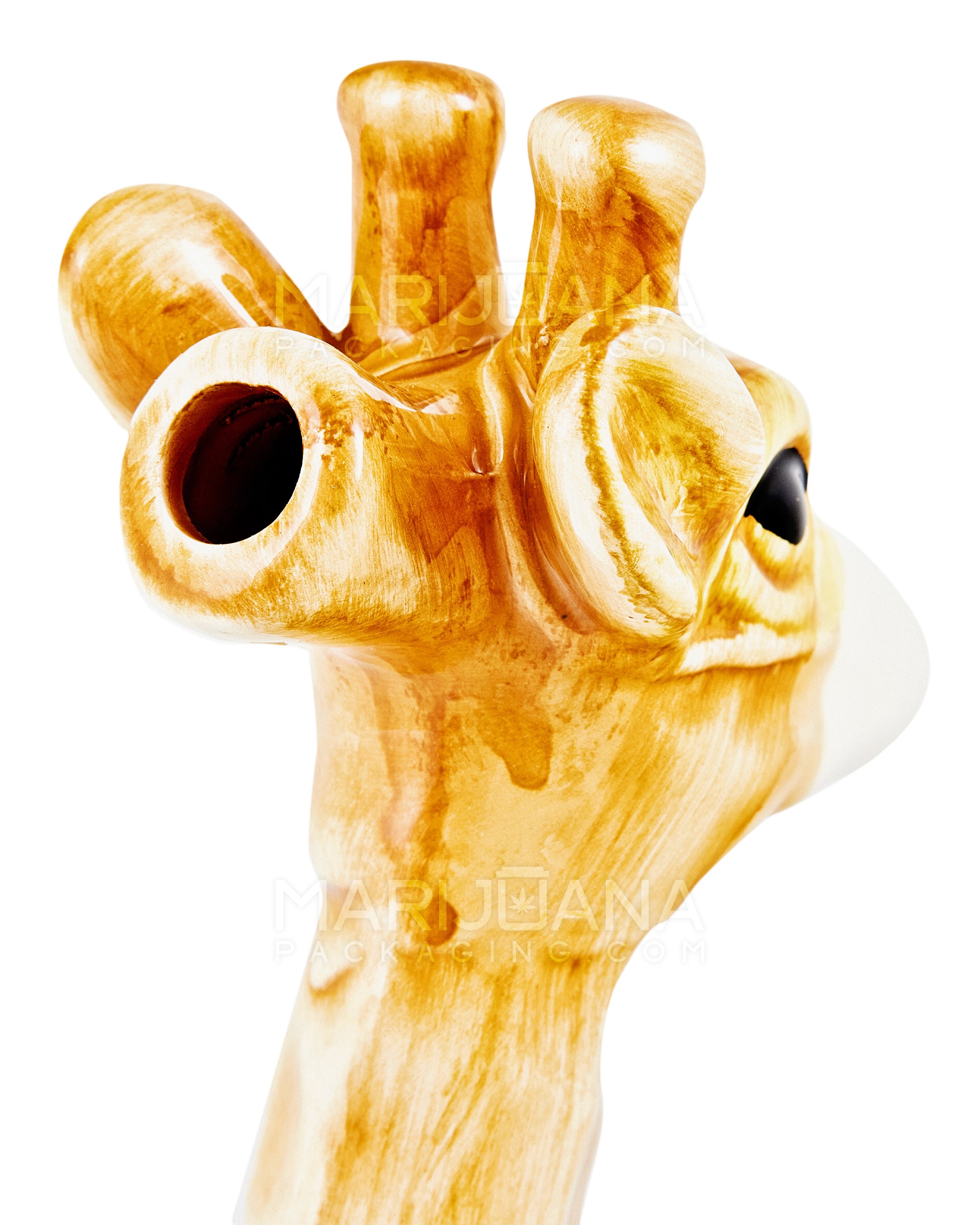 Giraffe Painted Ceramic Pipe | 8.5in Tall - 14mm Bowl - Orange - 5