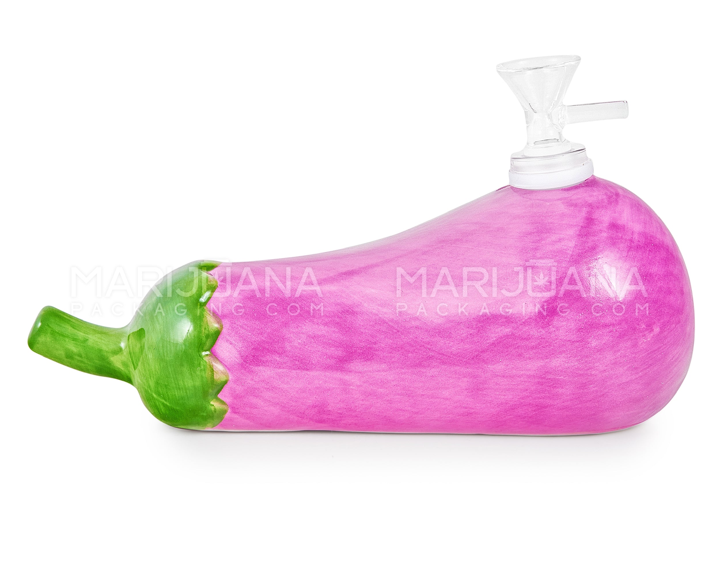 Eggplant Painted Ceramic Pipe | 8.5in Long - 14mm Bowl - Purple - 3