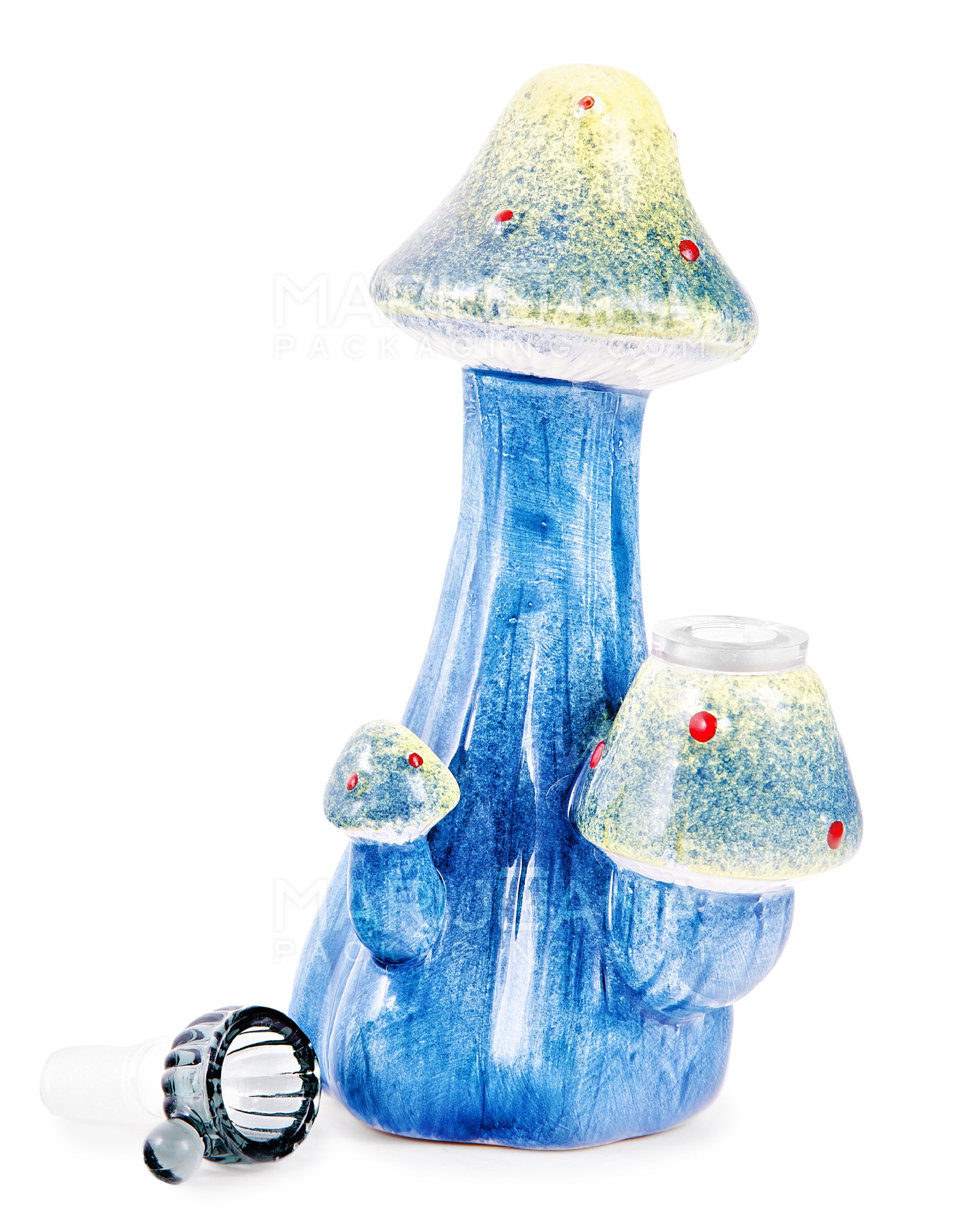 Mushroom Painted Ceramic Pipe | 7in Tall - Glass Bowl - Mixed - 2