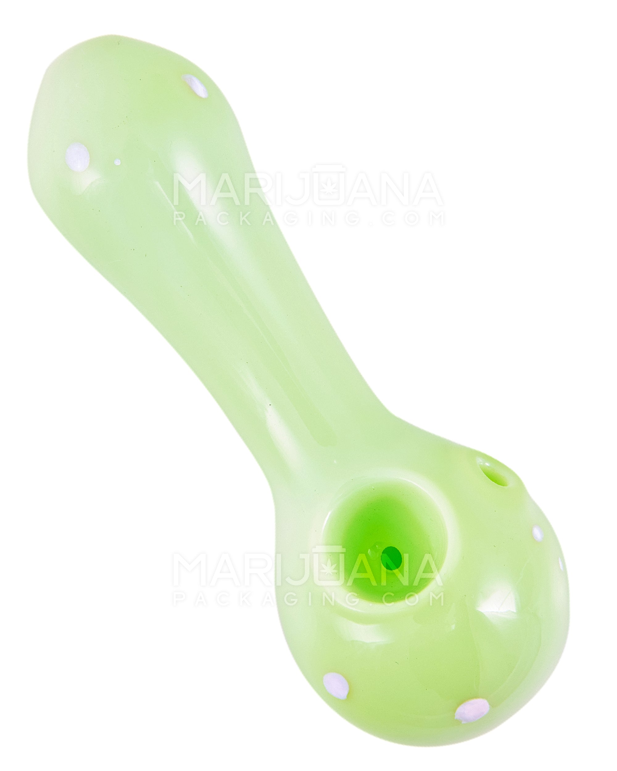 Speckled & Painted Spoon Hand Pipe | 3.5in Long - Glass - Slime - 1