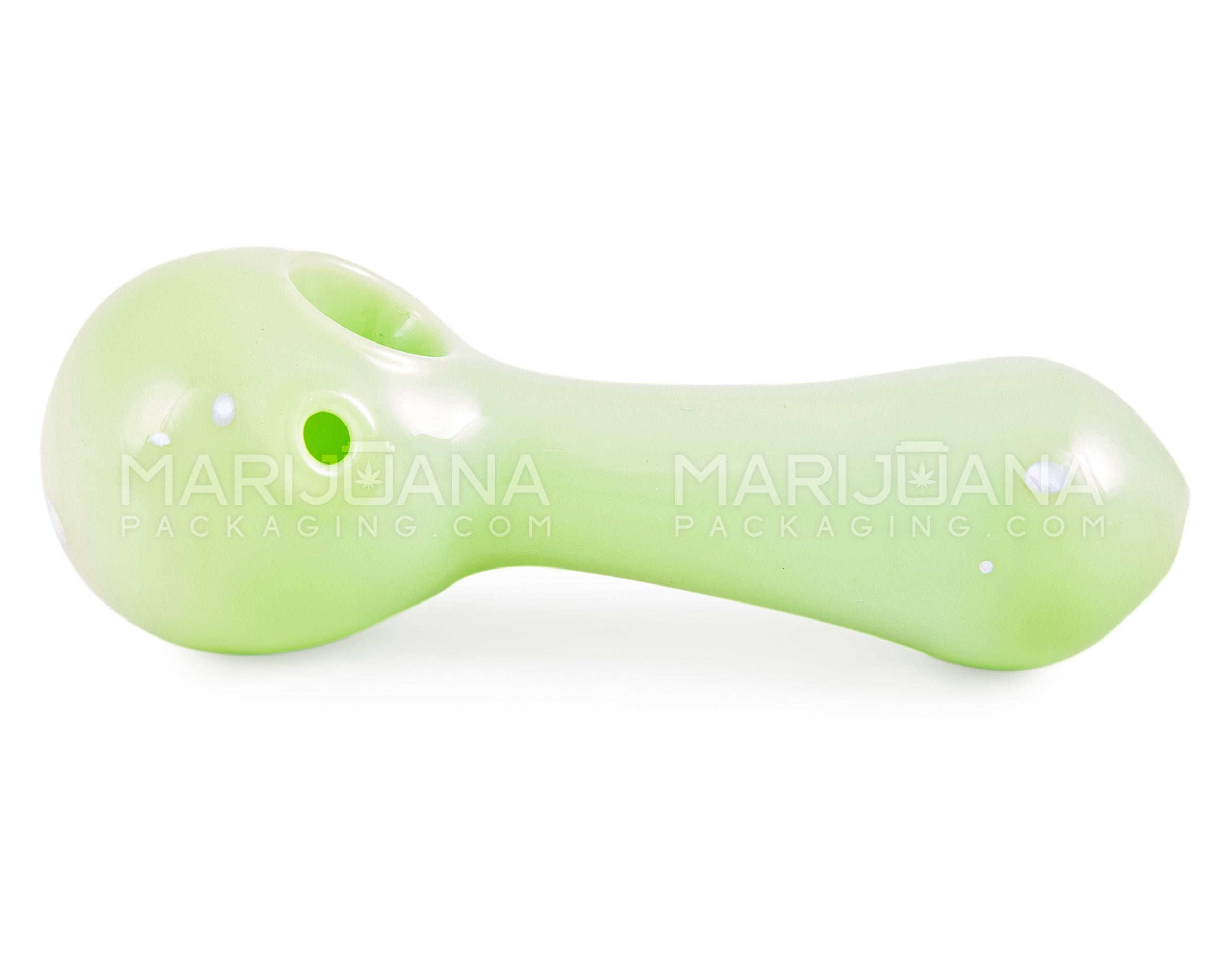 Speckled & Painted Spoon Hand Pipe | 3.5in Long - Glass - Slime - 4