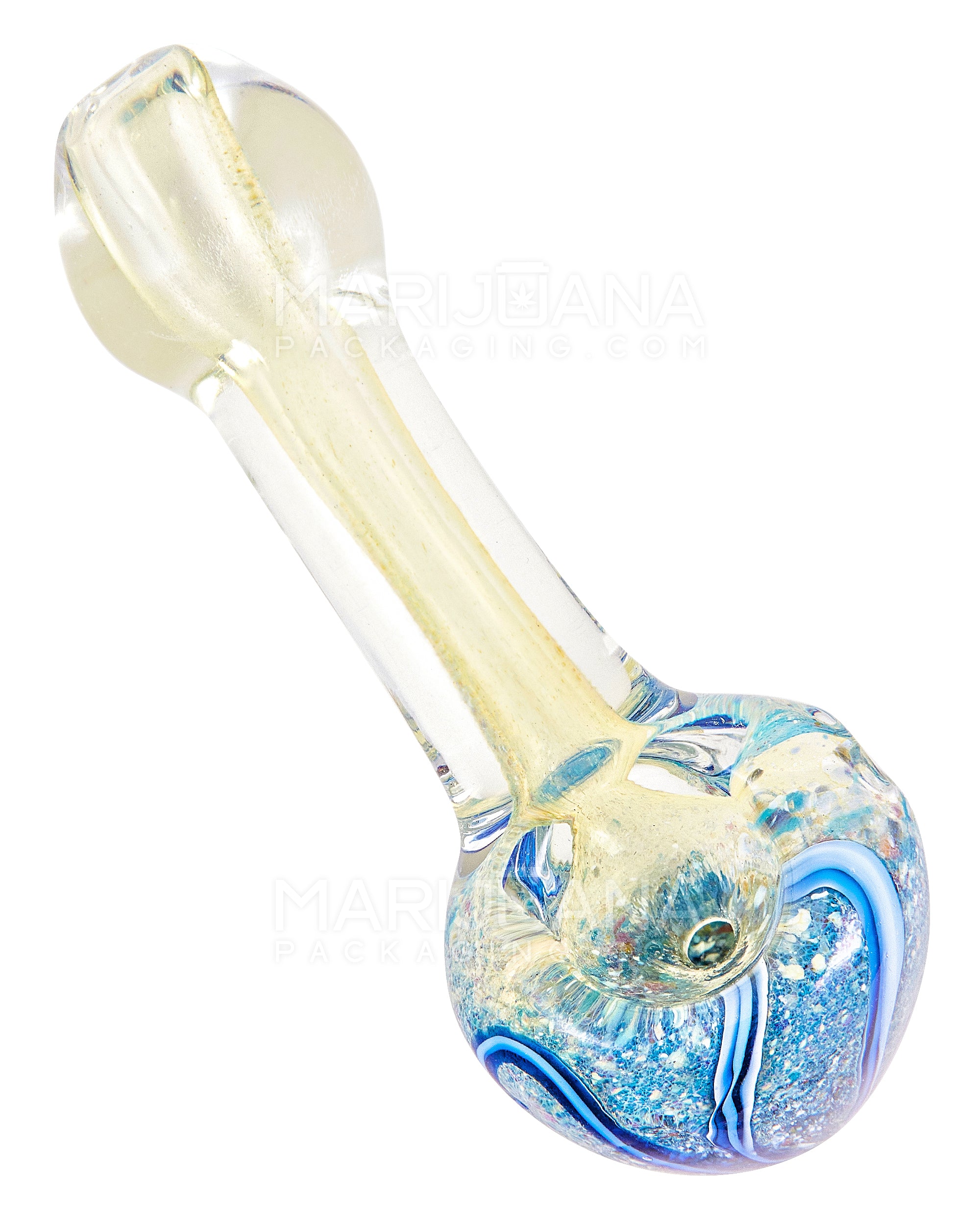 Frit & Fumed Spoon Hand Pipe w/ Swirls | 3.5in Long - Glass - Assorted - 1