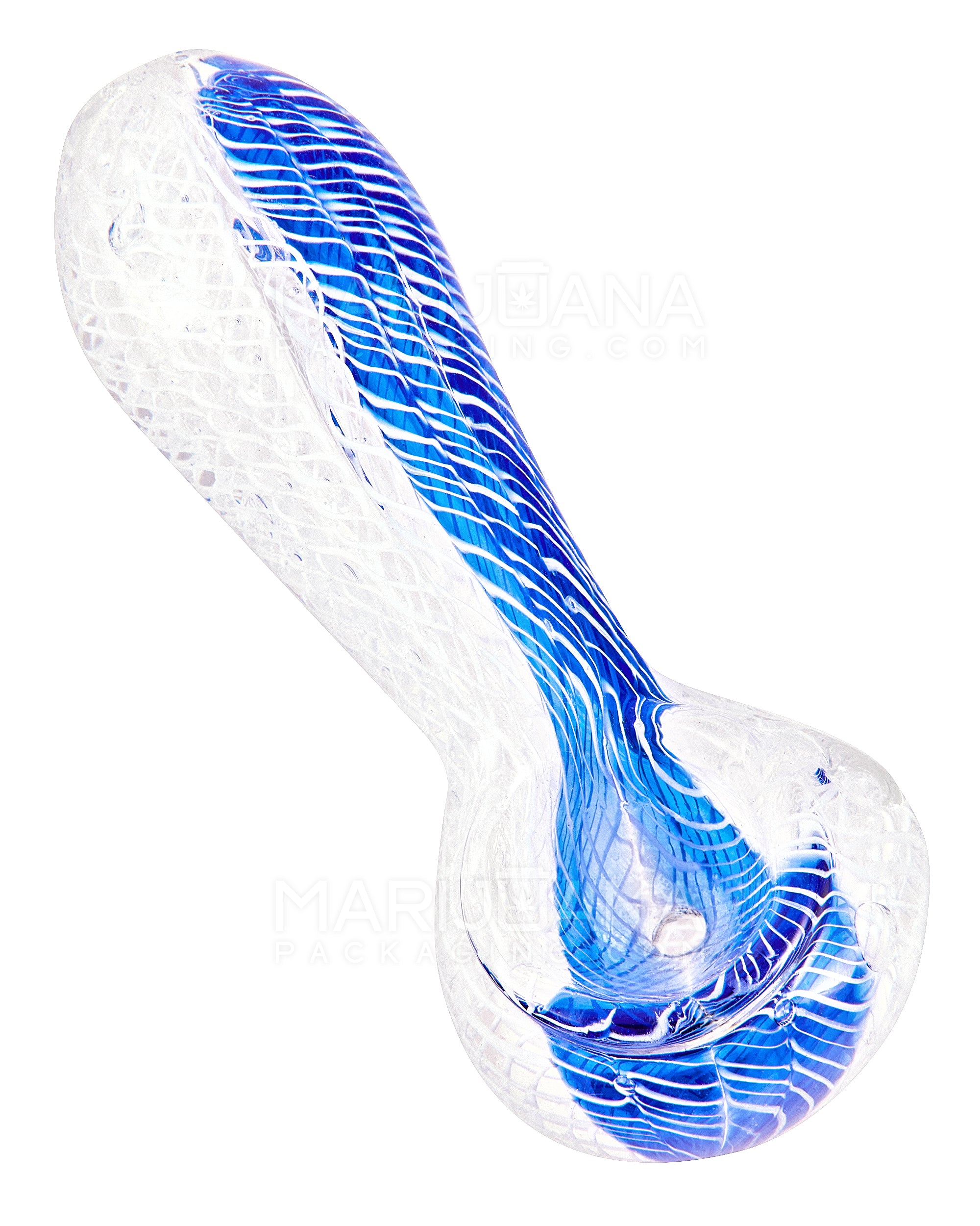 Raked & Ribboned Spoon Hand Pipe | 3.5in Long - Glass - Assorted - 6