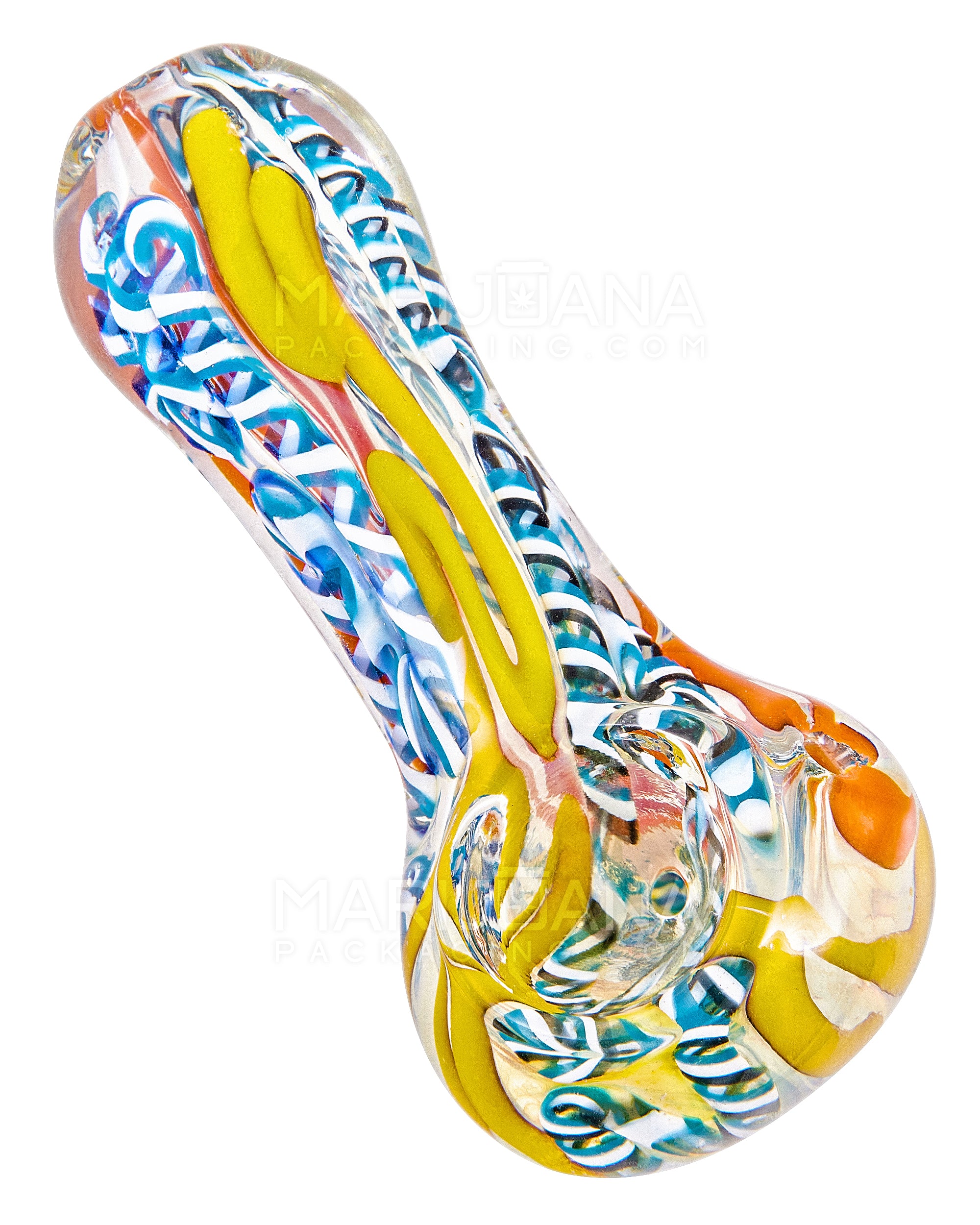 Swirl & Ribboned Spoon Hand Pipe | 3.5in Long - Glass - Assorted - 1