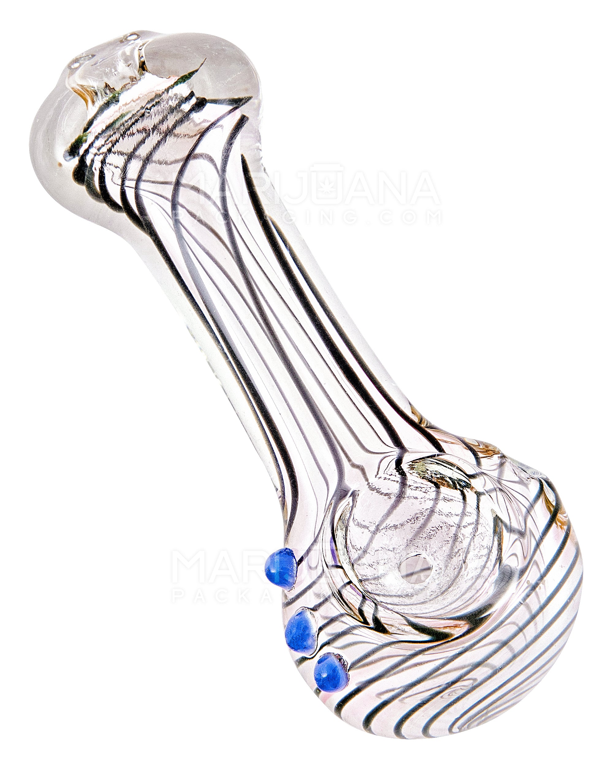 Spiral & Fumed Spoon Hand Pipe w/ Triple Knockers | 3.5in Long - Glass - Assorted - 6