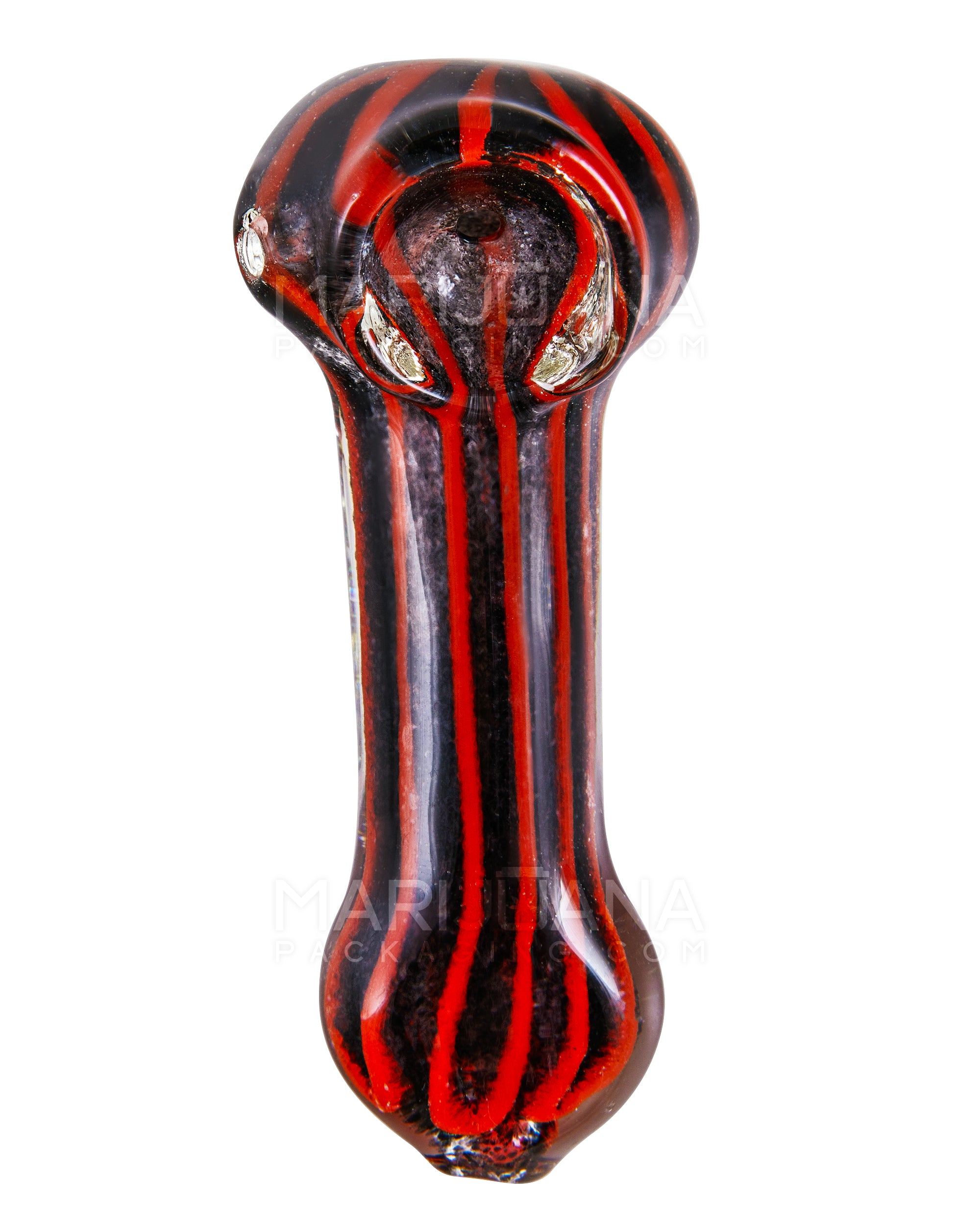 Striped & Frit Spoon Hand Pipe | 3.5in Long - Glass - Assorted - 2