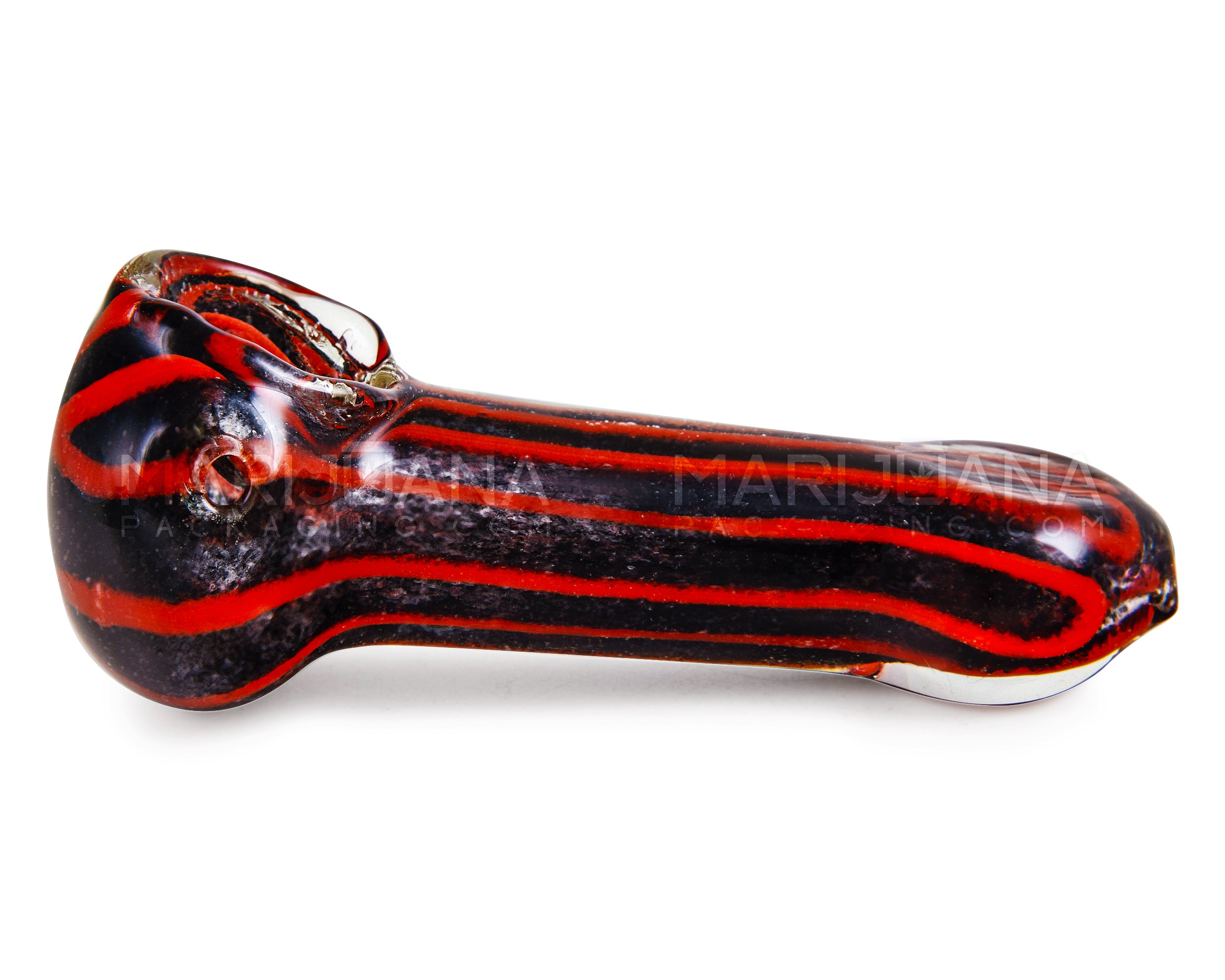 Striped & Frit Spoon Hand Pipe | 3.5in Long - Glass - Assorted - 5