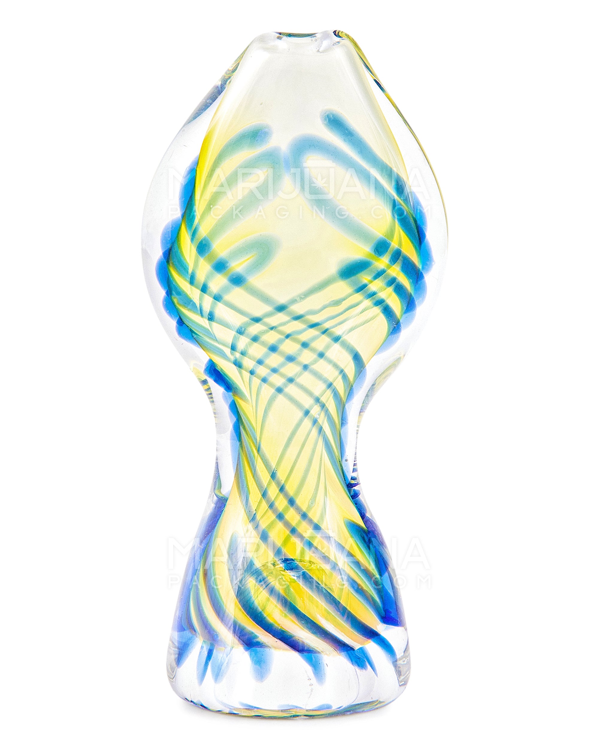 Swirl & Fumed Flat Mouth Chillum Hand Pipe | 3in Long - Glass - Blue - 1