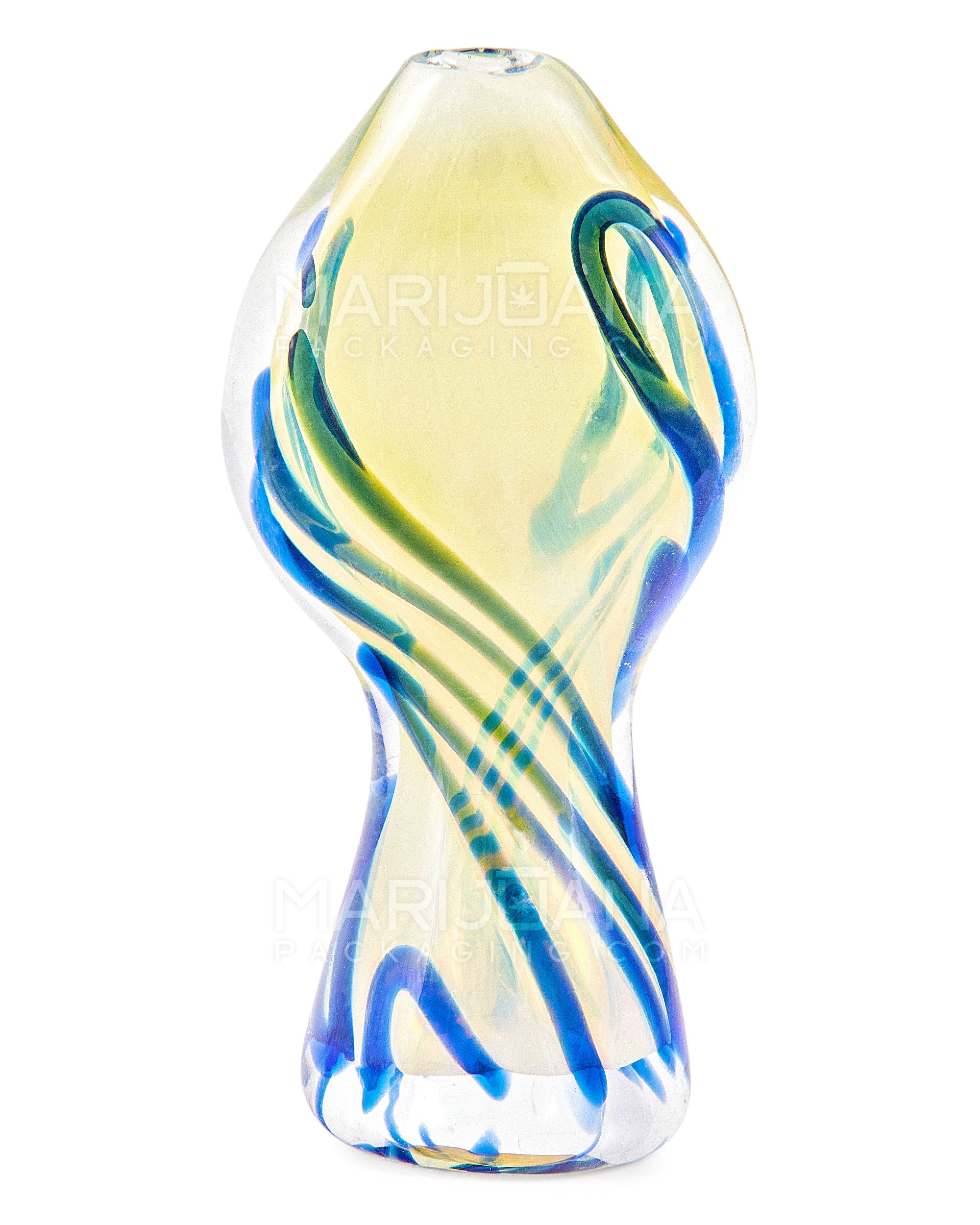 Swirl & Fumed Flat Mouth Chillum Hand Pipe | 3in Long - Glass - Blue - 6
