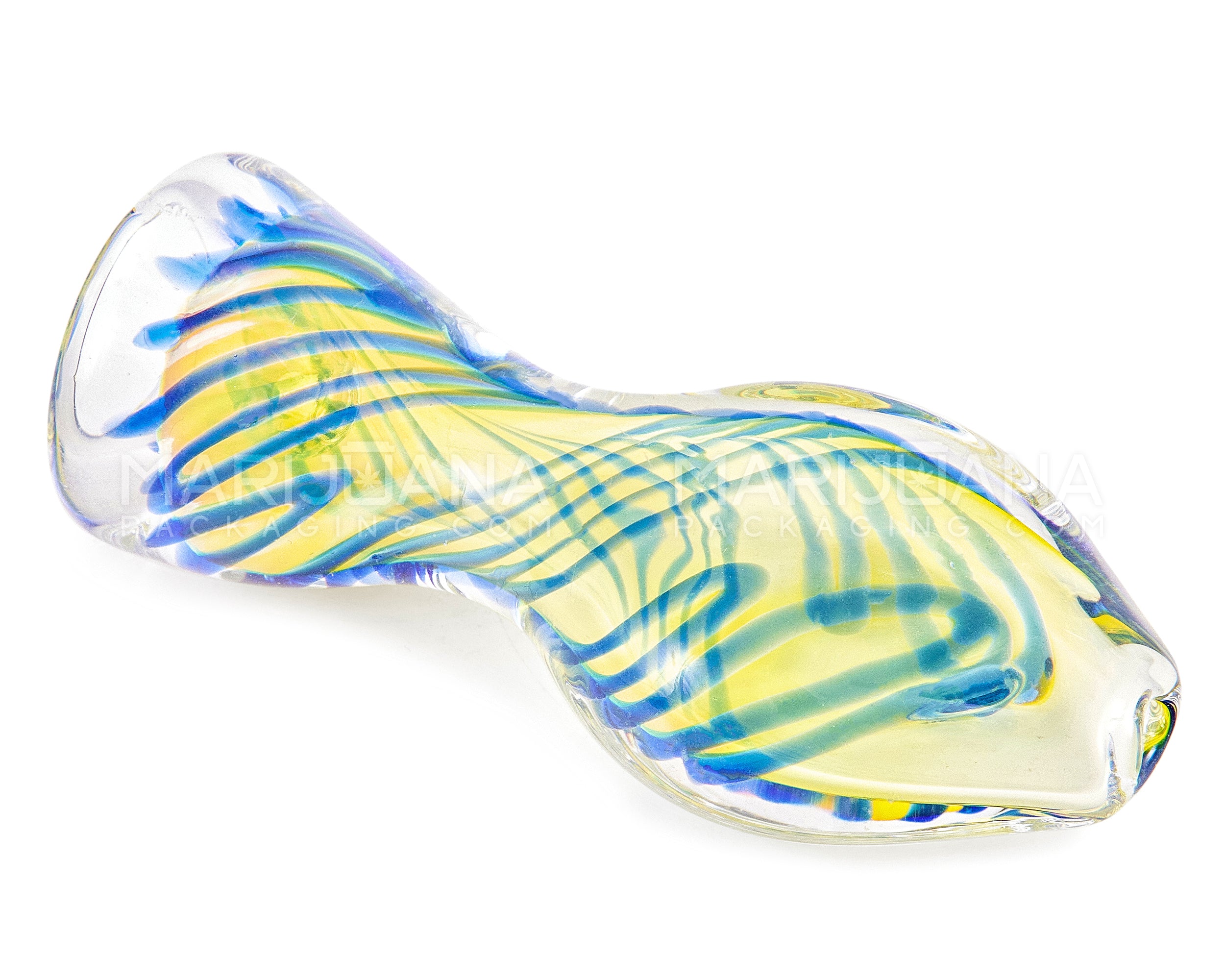 Swirl & Fumed Flat Mouth Chillum Hand Pipe | 3in Long - Glass - Blue - 4
