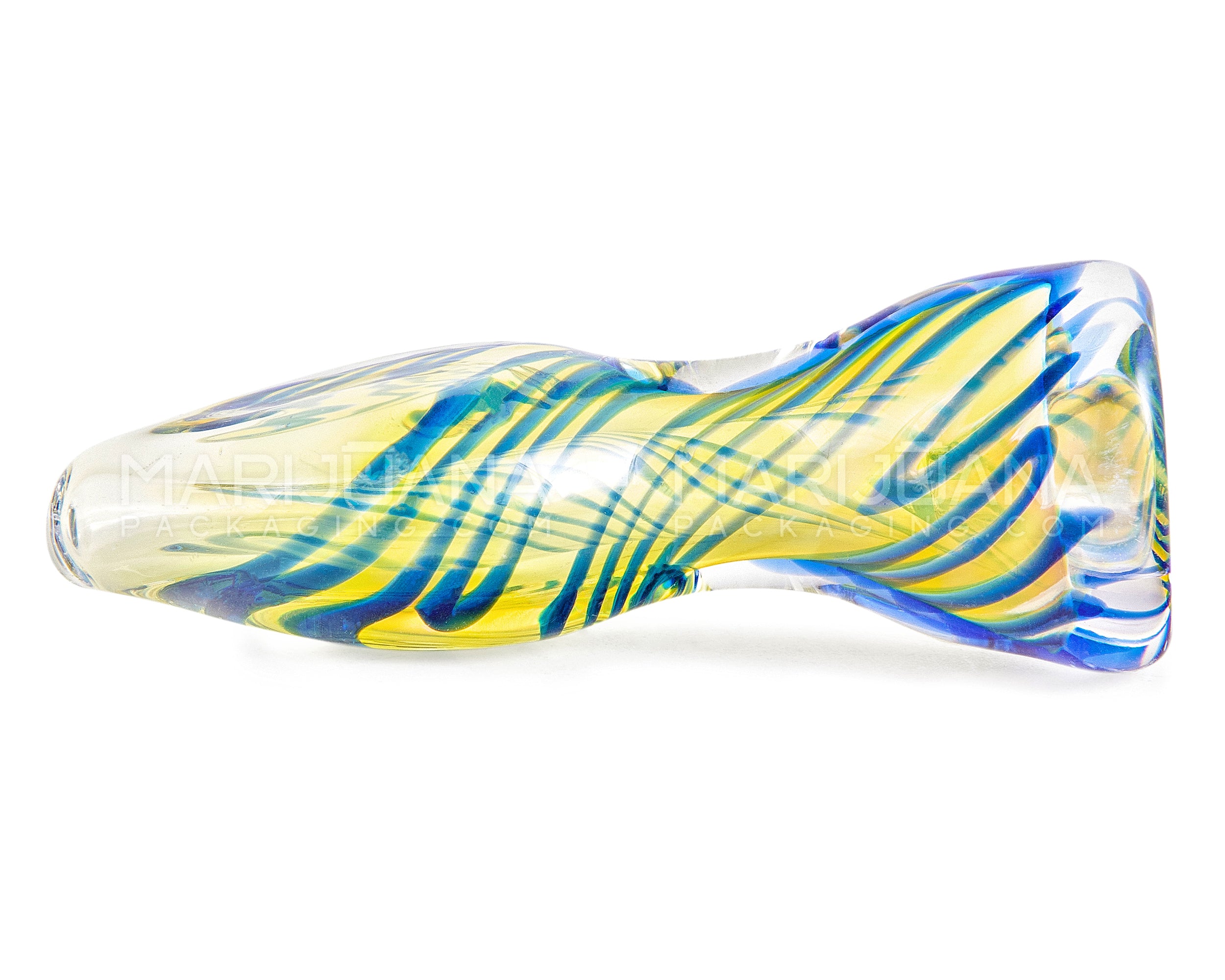 Swirl & Fumed Flat Mouth Chillum Hand Pipe | 3in Long - Glass - Blue - 5