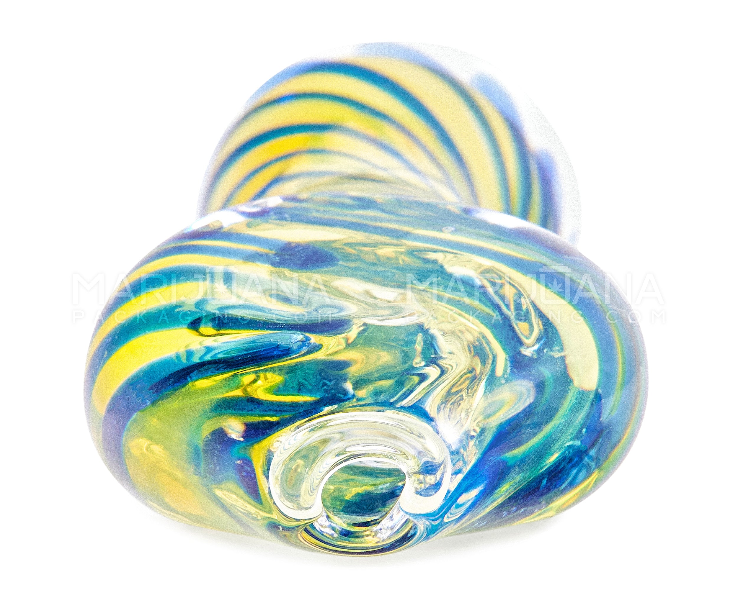 Swirl & Fumed Flat Mouth Chillum Hand Pipe | 3in Long - Glass - Blue - 3