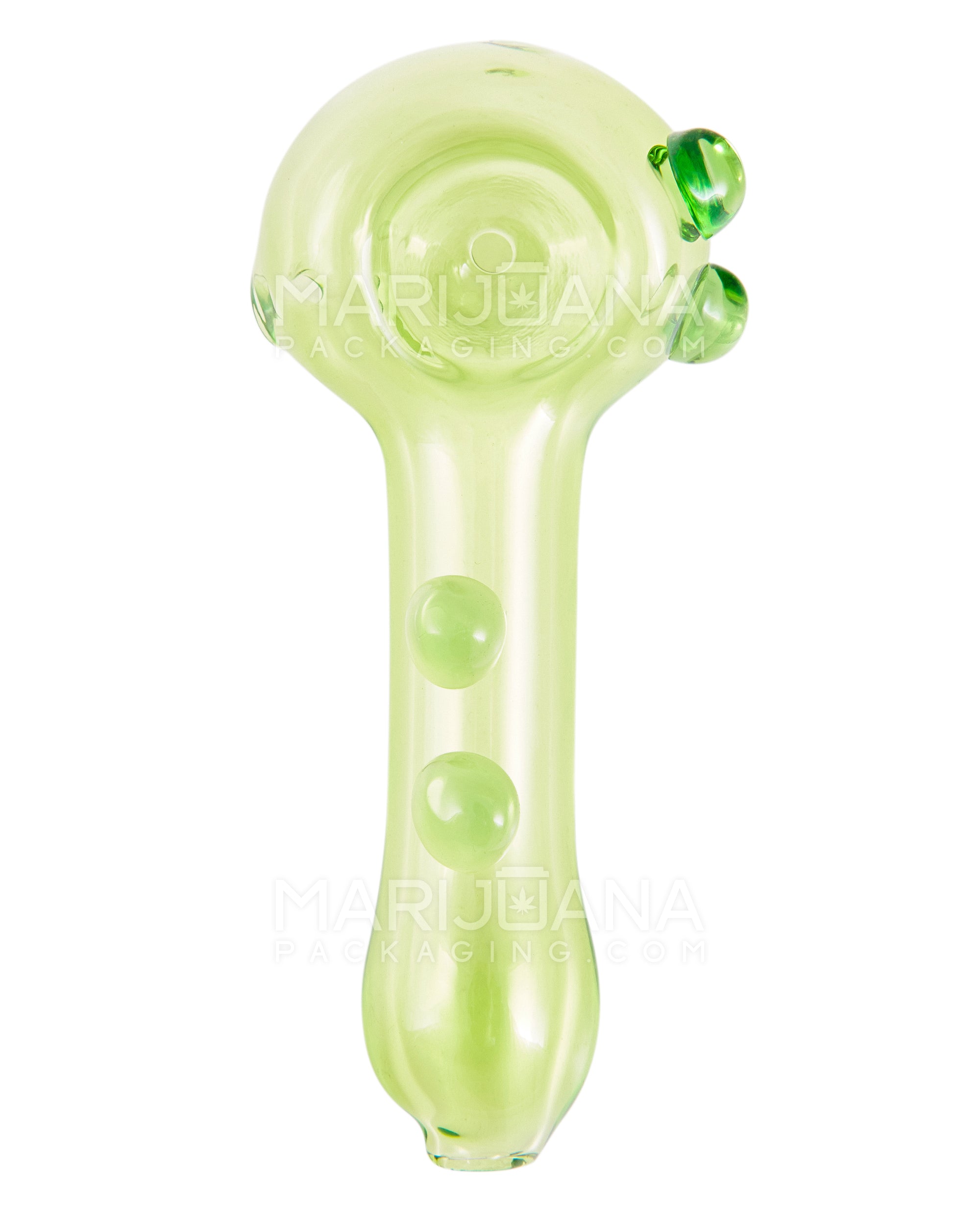 Spoon Hand Pipe w/ Multi Knockers | 4in Long - Glass - Green - 2