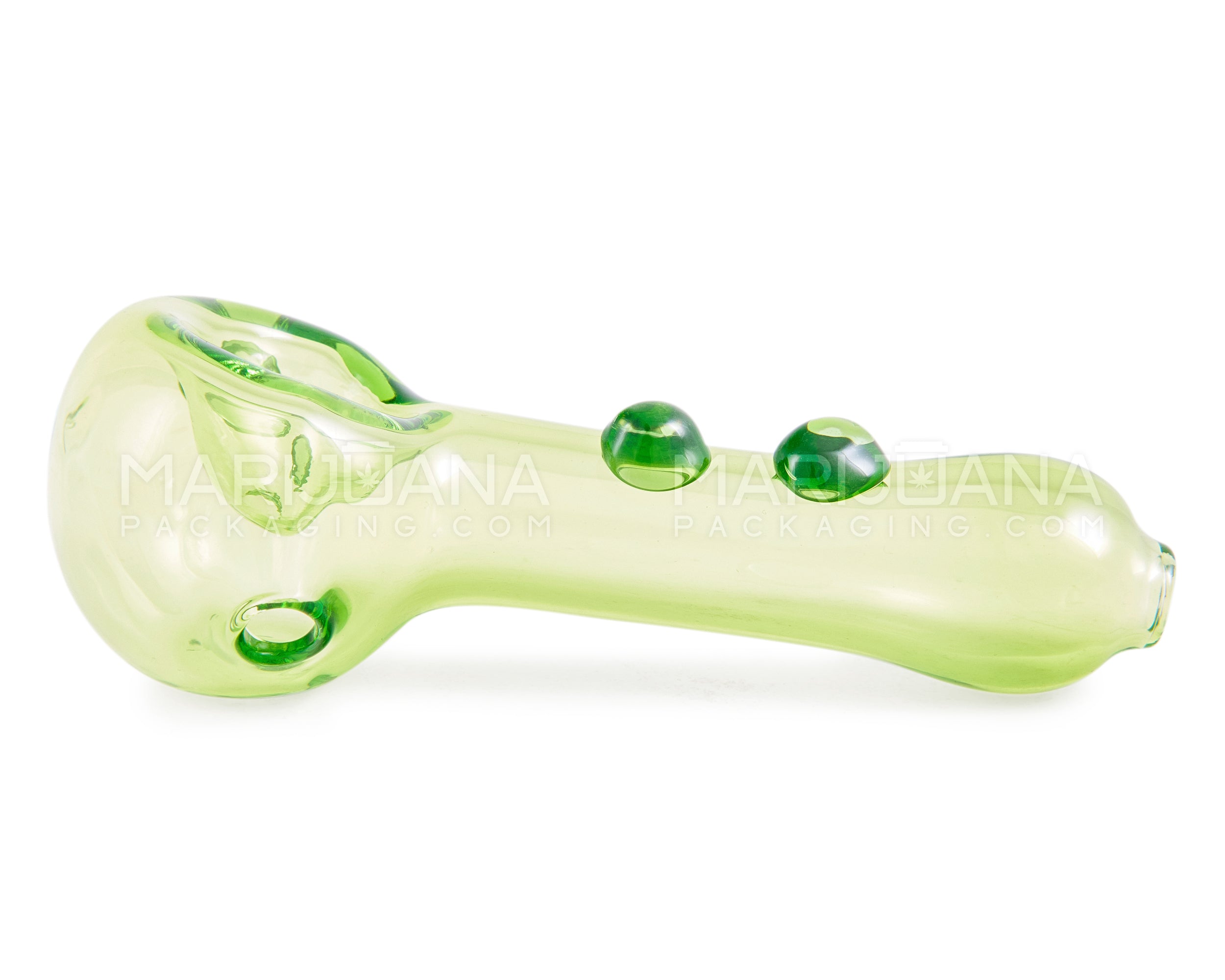 Spoon Hand Pipe w/ Multi Knockers | 4in Long - Glass - Green - 5