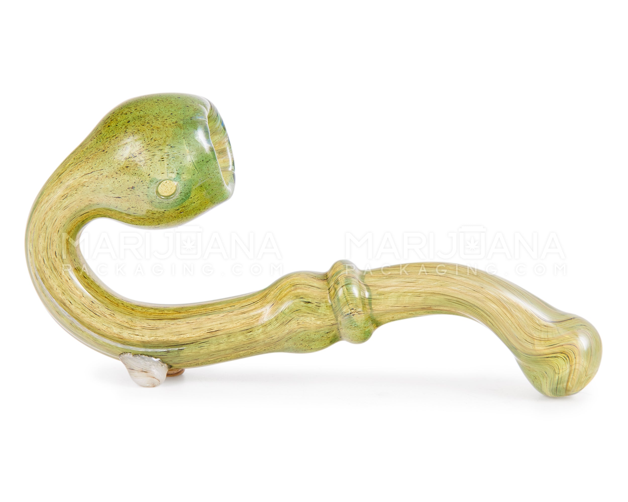 Color Pull Sherlock Hand Pipe | 7in Long - Glass - Green - 3