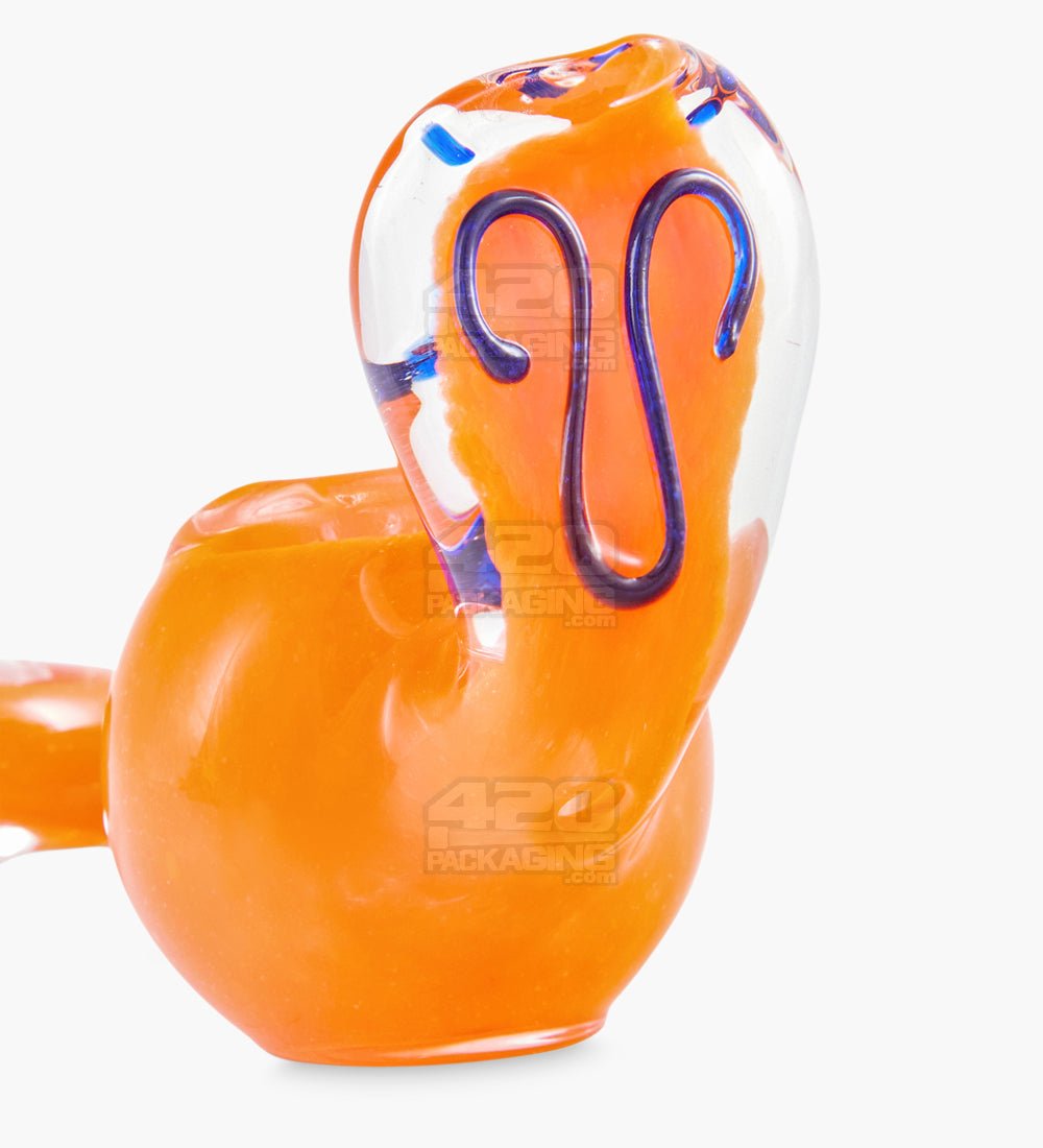 Frit Snake Hand Pipe w/ Swirls | 5in Long - Glass - Assorted - 4