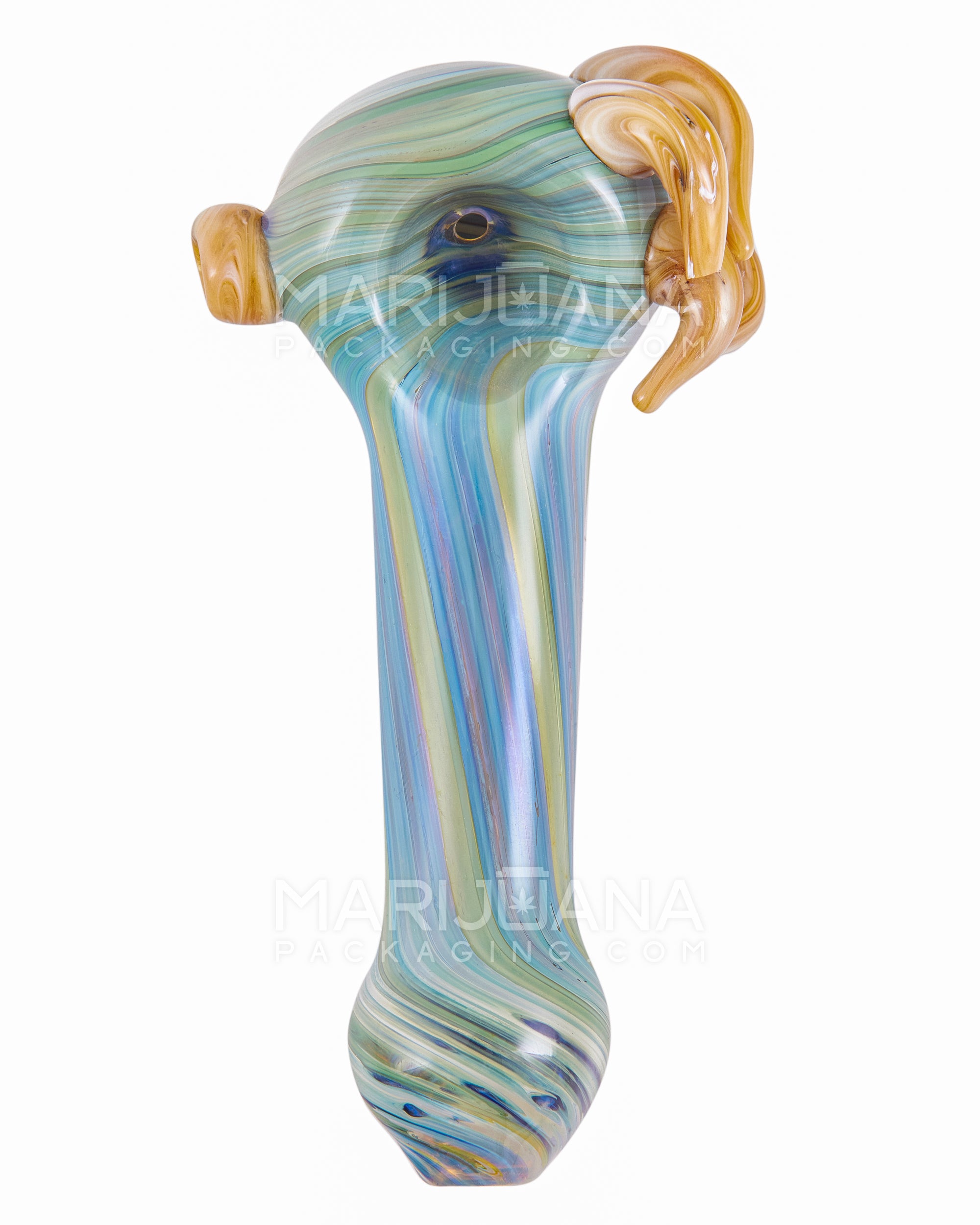 Color Pull Spoon Hand Pipe w/ Multi Horns | 5in Long - Glass - Assorted - 2