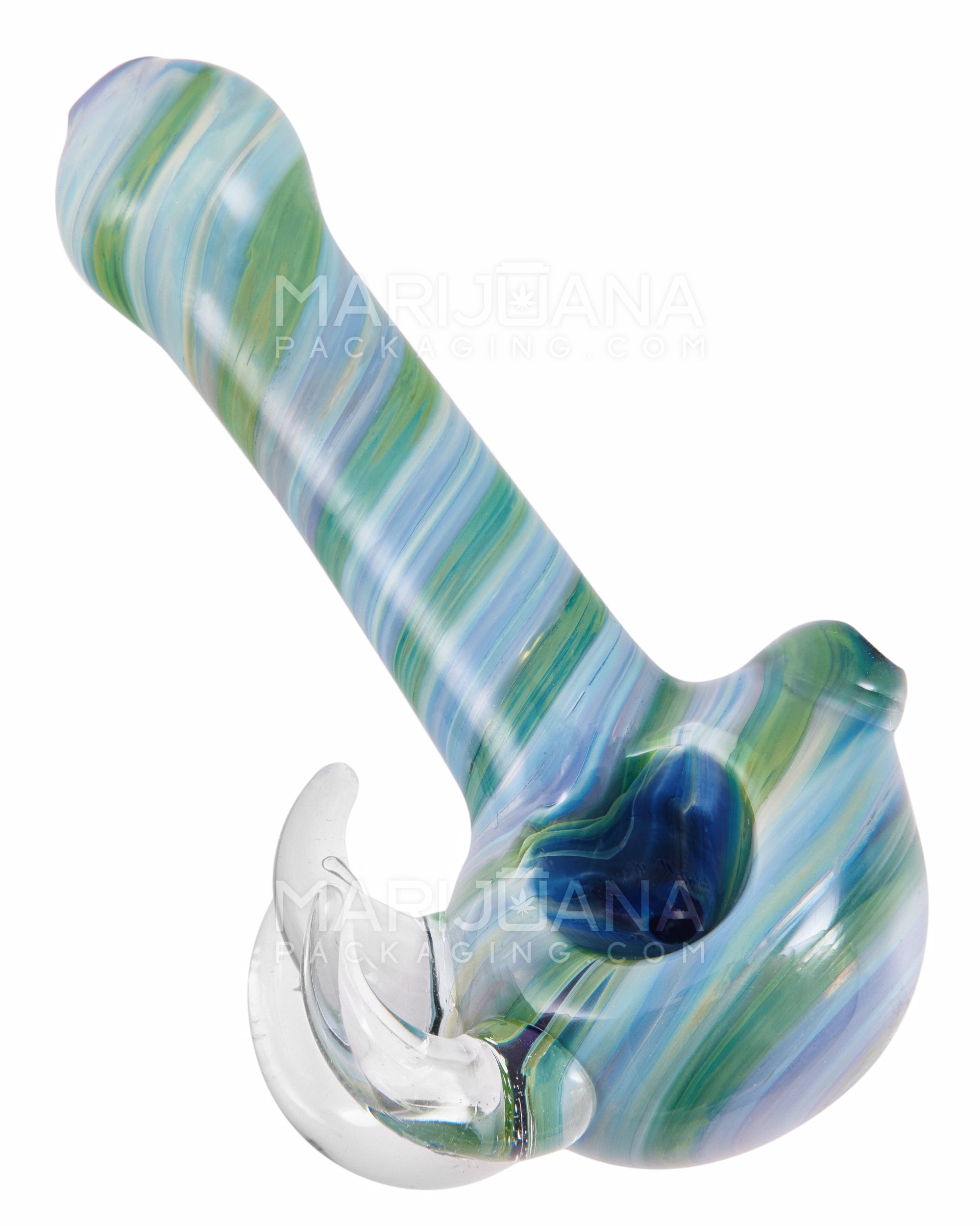 Color Pull Spoon Hand Pipe w/ Multi Horns | 5in Long - Glass - Assorted - 6