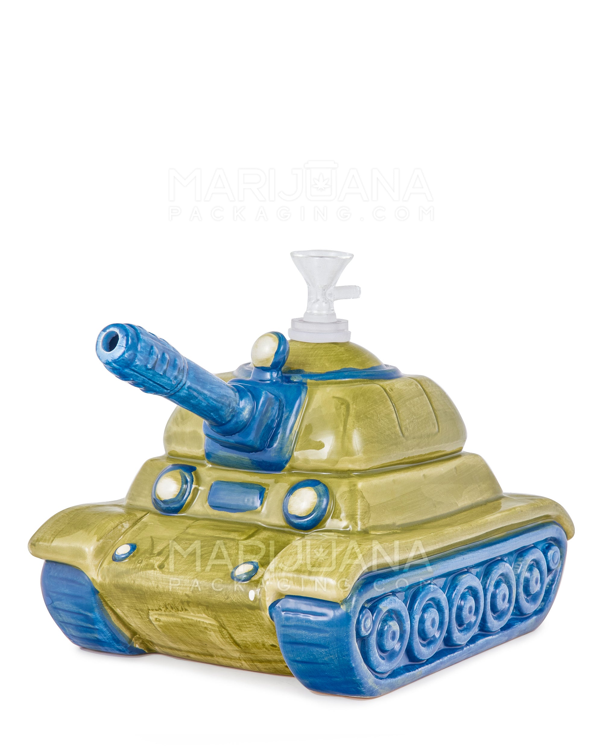 Military Tank Painted Ceramic Pipe | 8in Long - 14mm Bowl - Mixed - 1