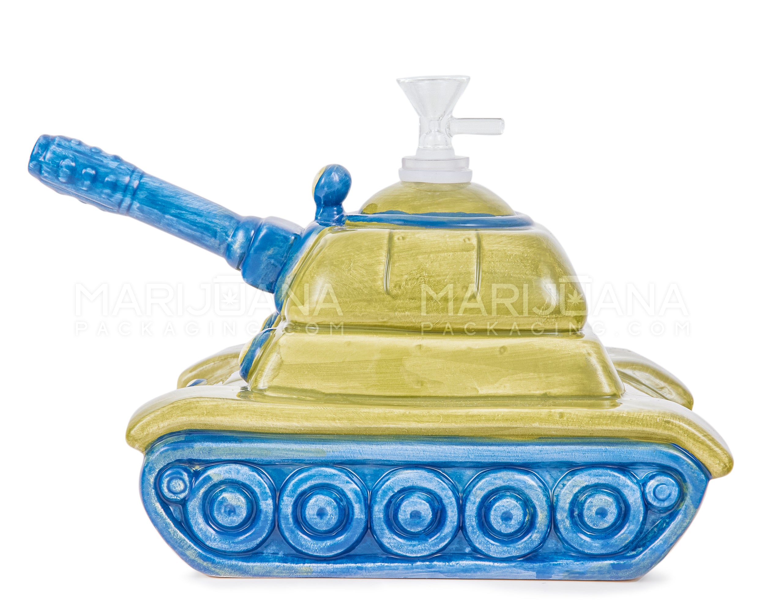 Military Tank Painted Ceramic Pipe | 8in Long - 14mm Bowl - Mixed - 7